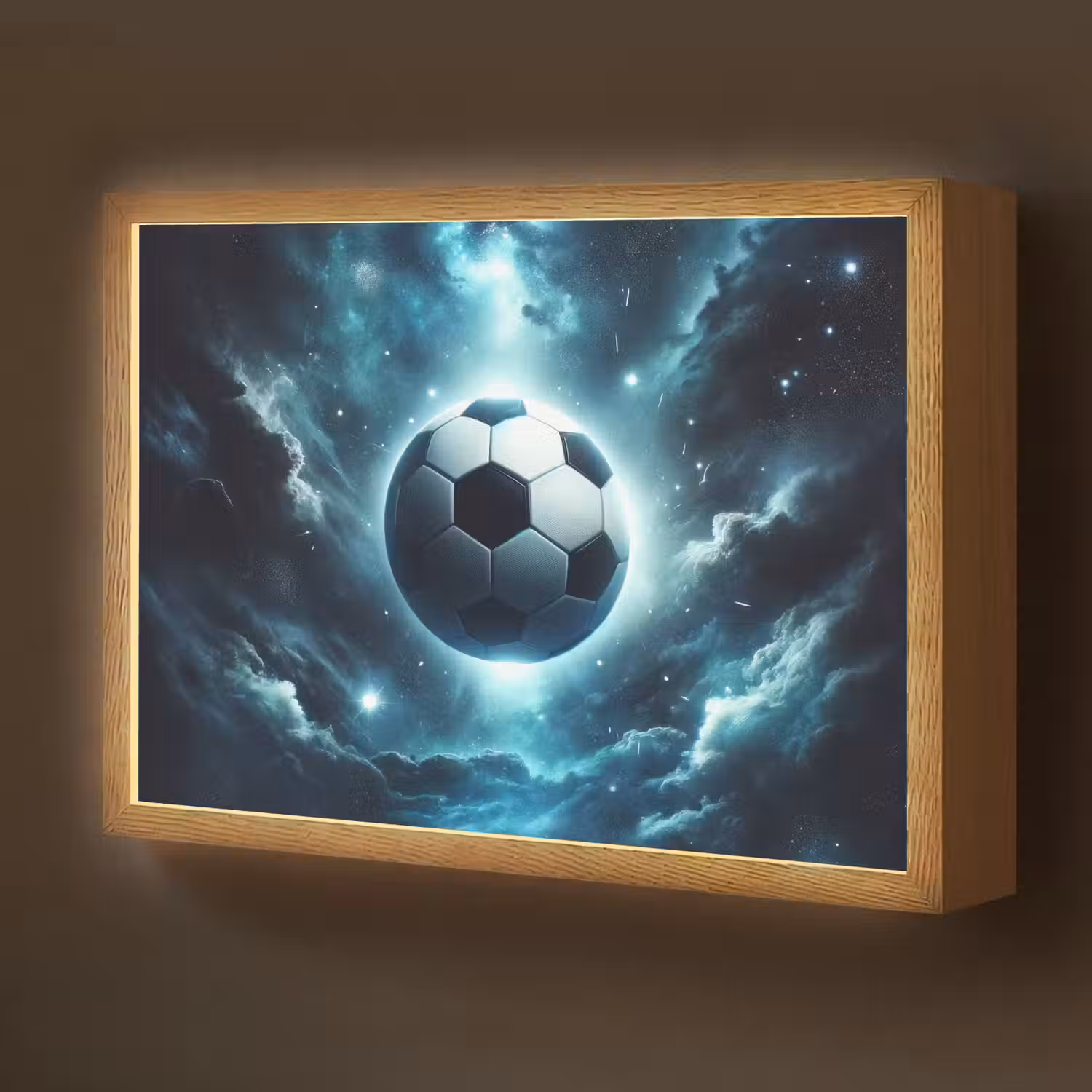 Voetbal - Galaxy - Ruimte - Sport - Blauw Light Box met batterij (Wandlamp kind) middel -z3d_website