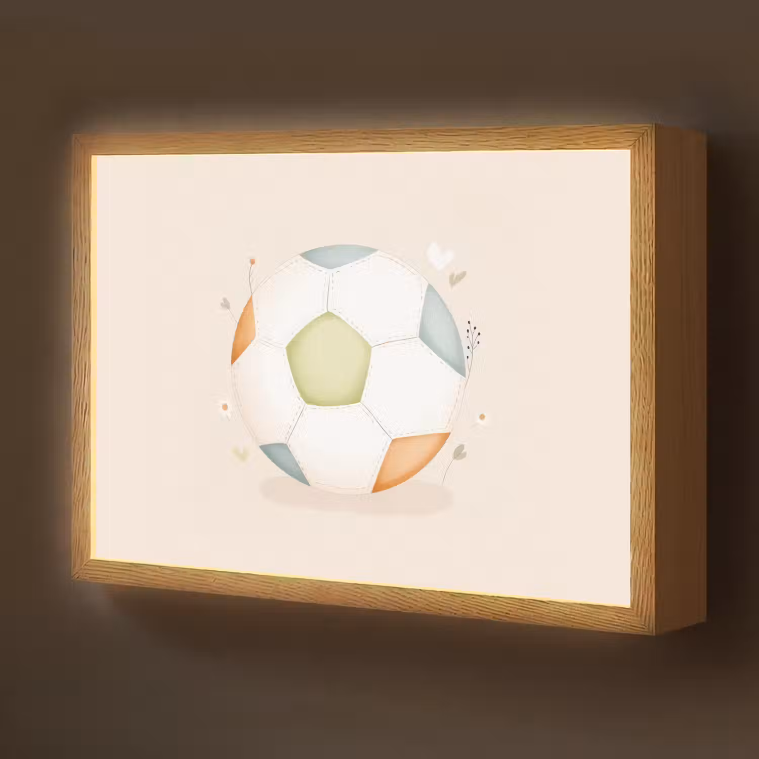 Voetbal - Rond - Pastel Light Box met batterij (Wandlamp kind) middel -z3d_website