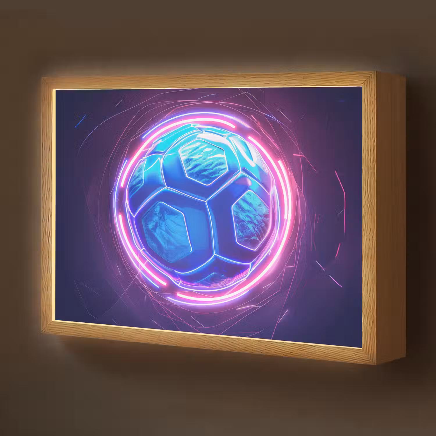 Voetbal - Sport - Blauw - Paars Light Box met batterij (Wandlamp kind) middel -z3d_website