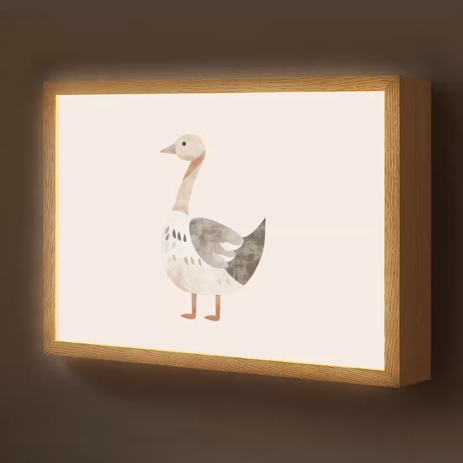 Gans - Dier - Pastel kleuren Light Box met batterij (Wandlamp kind) middel -z3d_website