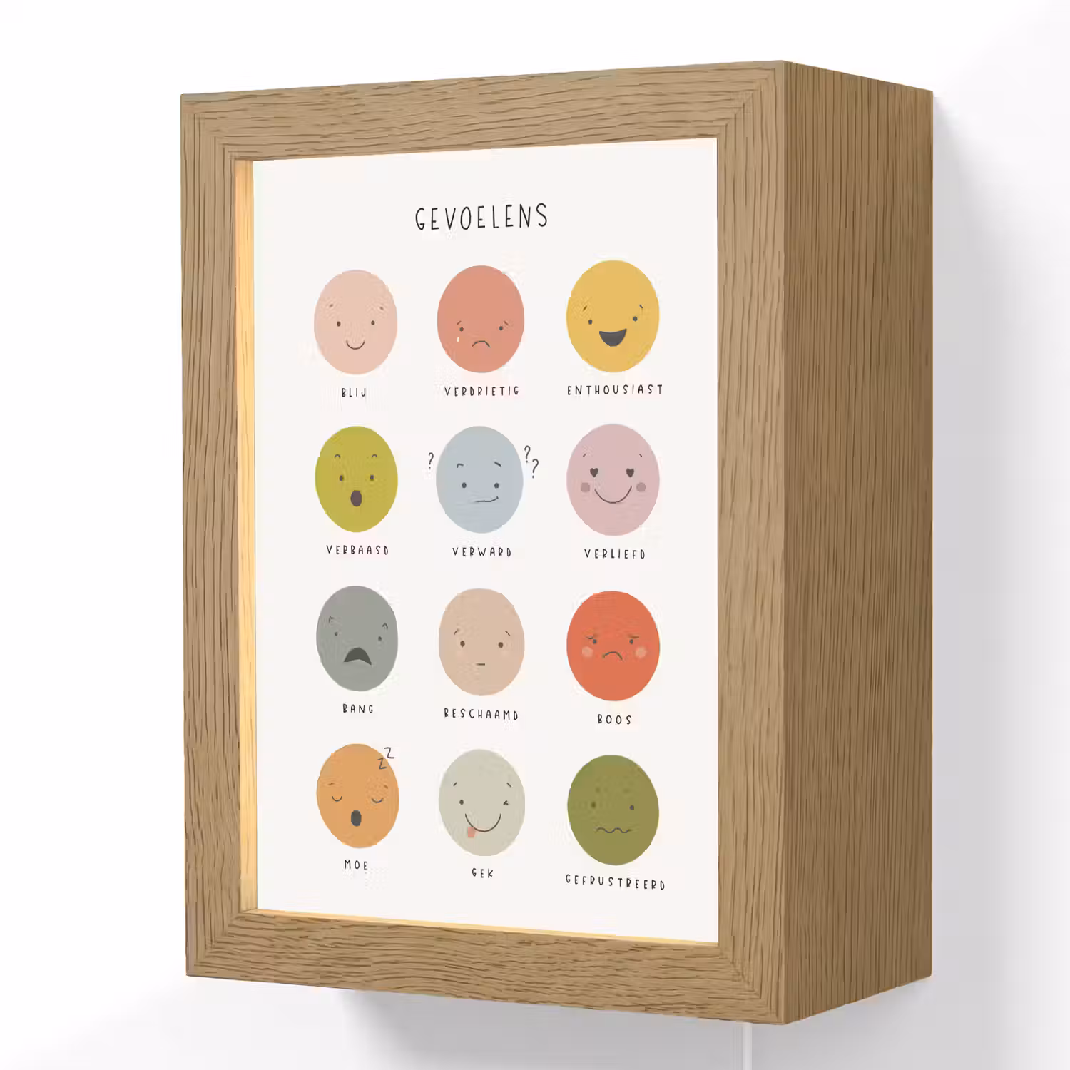 Gevoelens - Leren voor kinderen - Educatief - Kleuren Light Box met kabel (Wandlamp kind) klein -3d