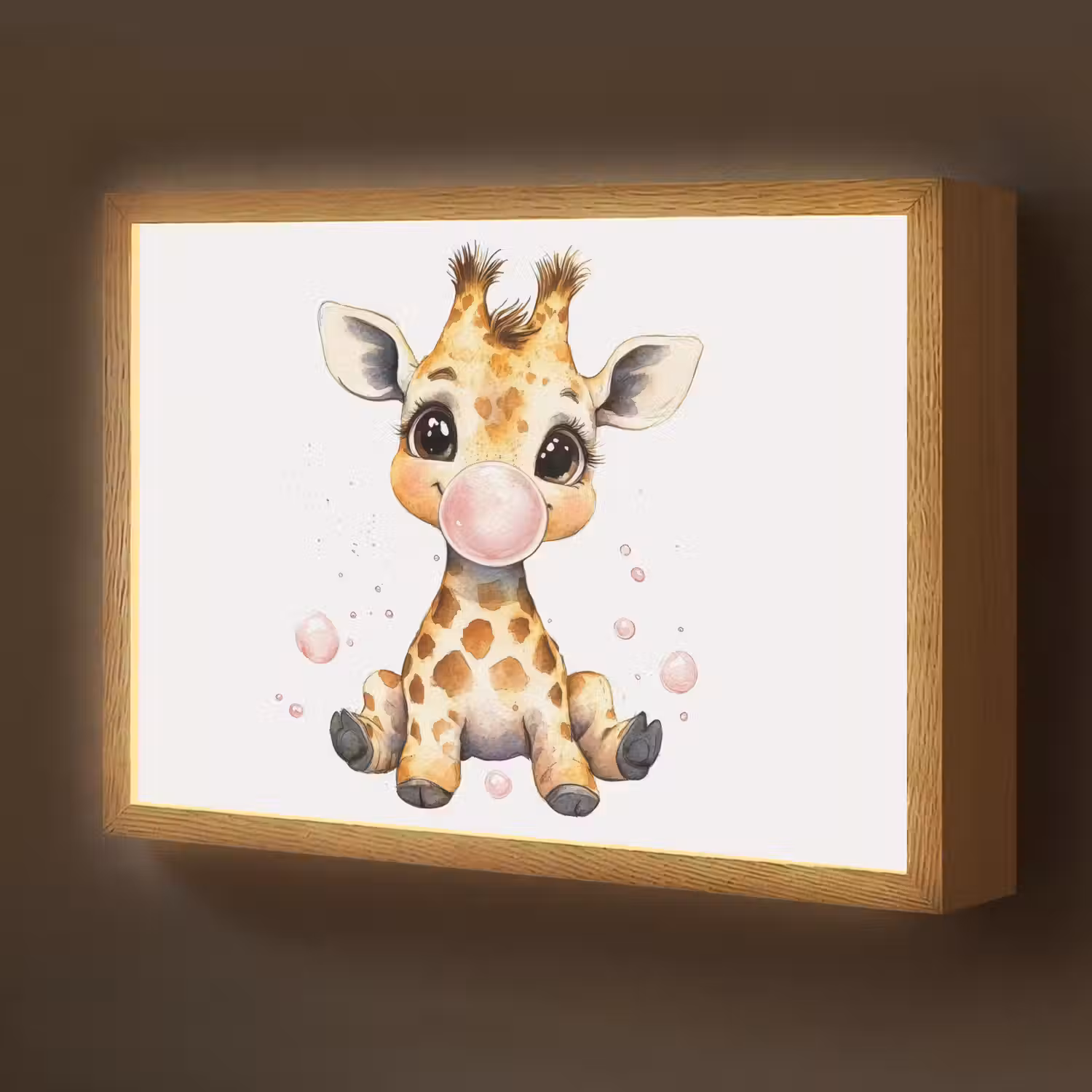 Giraffe - Roze - Kauwgom Light Box met batterij (Wandlamp kind) middel -z3d_website