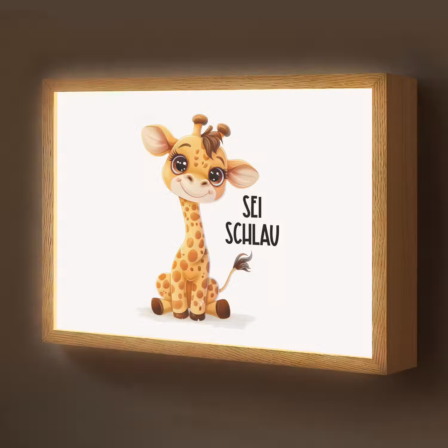 Giraf - Wees slim - Quote - Dier Light Box met batterij (Wandlamp kind) middel -z3d_website