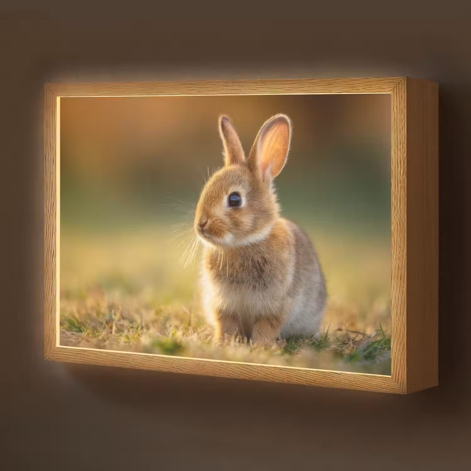 Konijntje - Bruin - Gras Light Box met batterij (Wandlamp kind) middel -z3d_website