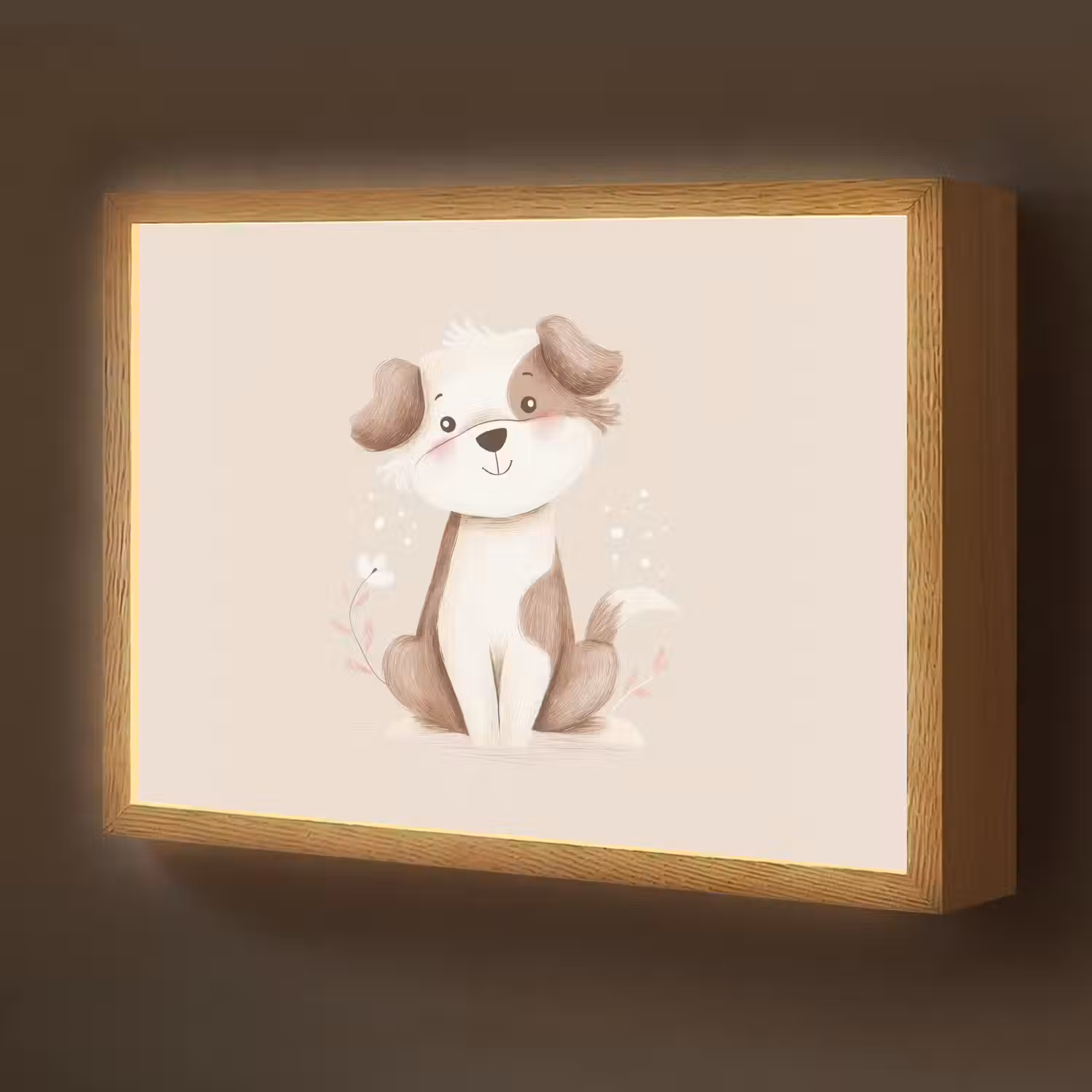 Hond - Gevlekt - Bruin Light Box met batterij (Wandlamp kind) middel -z3d_website