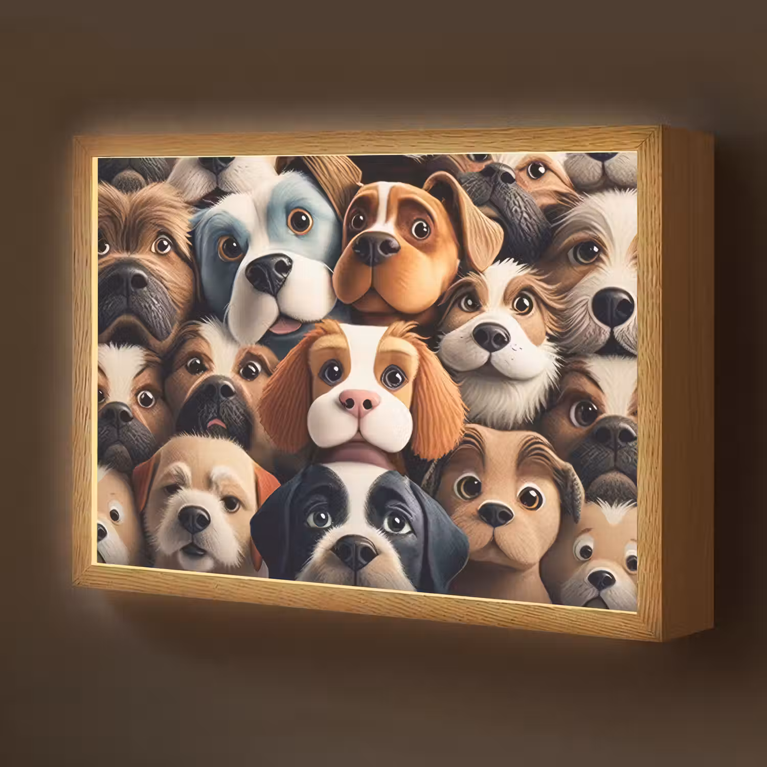 Hond - Patronen - Dieren - Bruin - Meisje - Jongen Light Box met batterij (Wandlamp kind) middel -z3d_website