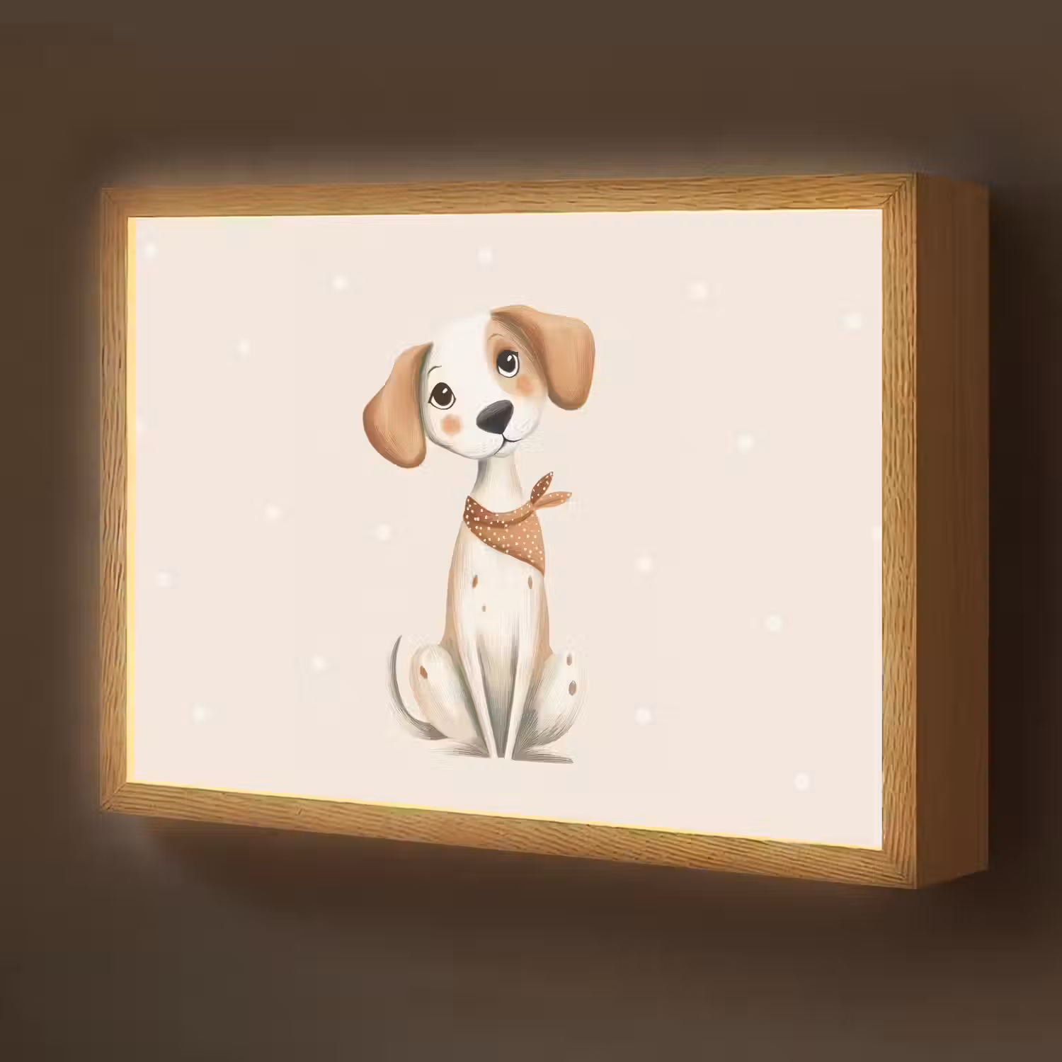 Hond - Pup - Beige - Stippen Light Box met batterij (Wandlamp kind) middel -z3d_website