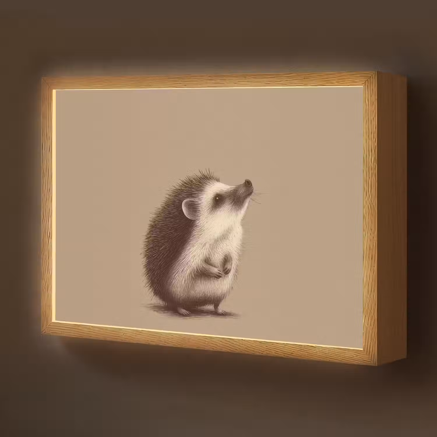 Egel - Snuitje - Bruin - Stekels Light Box met batterij (Wandlamp kind) middel -z3d_website