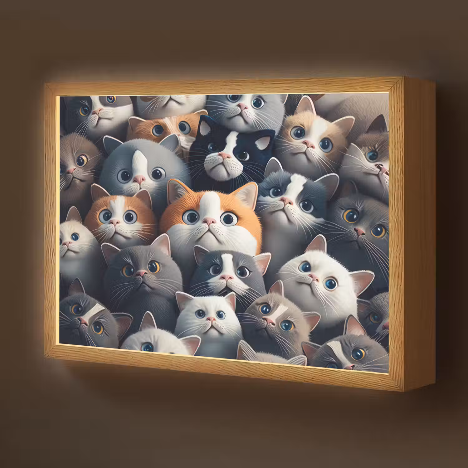 Kat - Dieren - Poes - Grijs - Patronen - Kind Light Box met batterij (Wandlamp kind) middel -z3d_website
