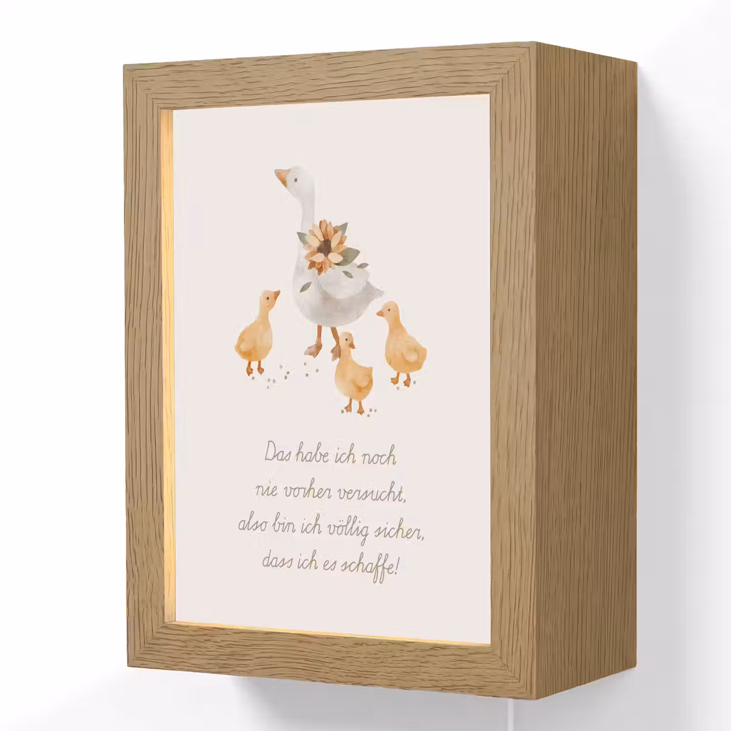 Kinderen - Ganzen - Beige - Quote - Boerderij Light Box met kabel (Wandlamp kind) klein -3d