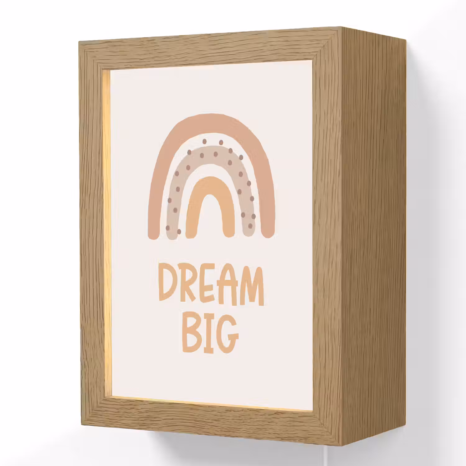 Kinderen - Regenboog - Pastel - Quote - Dream Big Light Box met kabel (Wandlamp kind) klein -3d