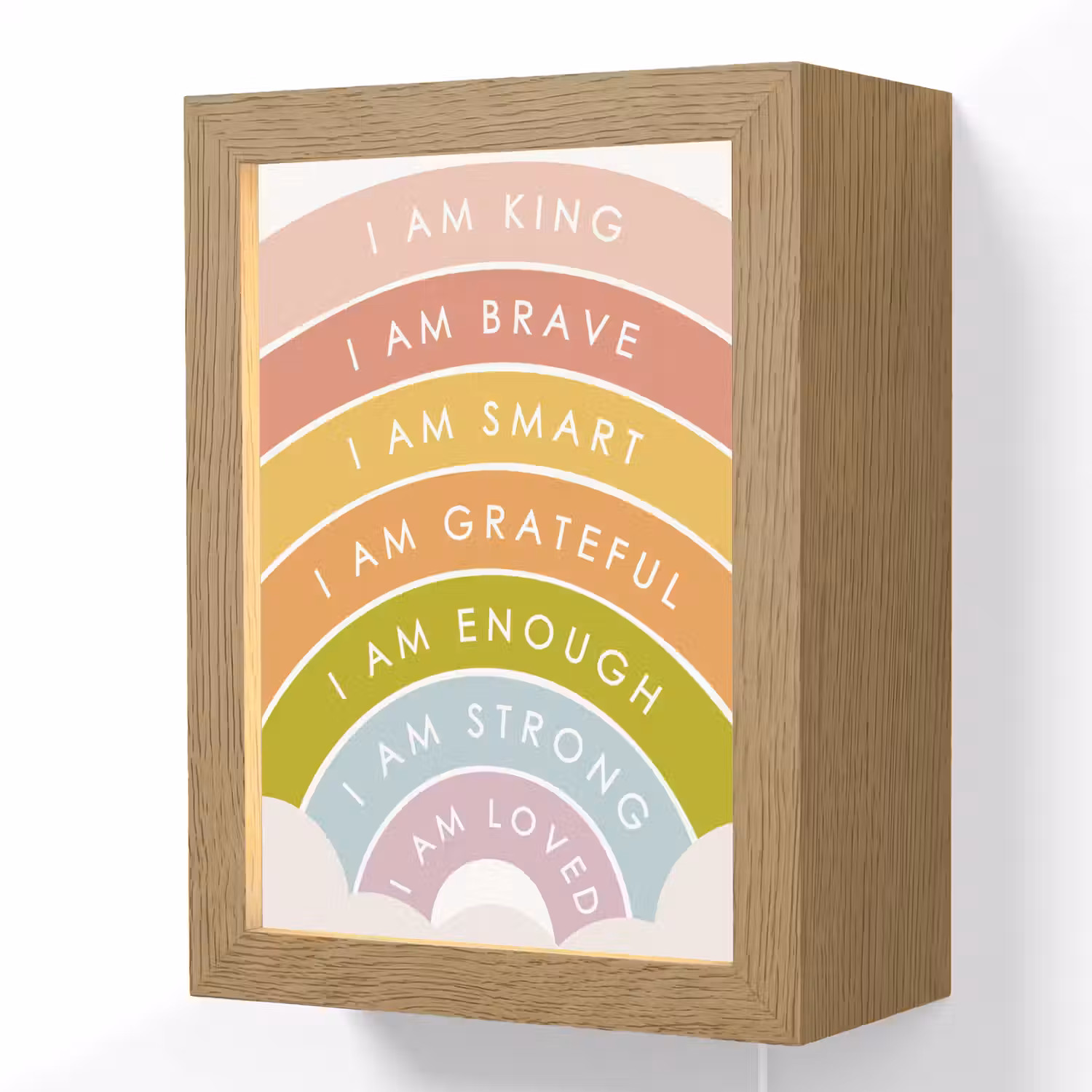 Kinderkamer - Quotes - Regenboog - Kleuriijk Light Box met kabel (Wandlamp kind) klein -3d