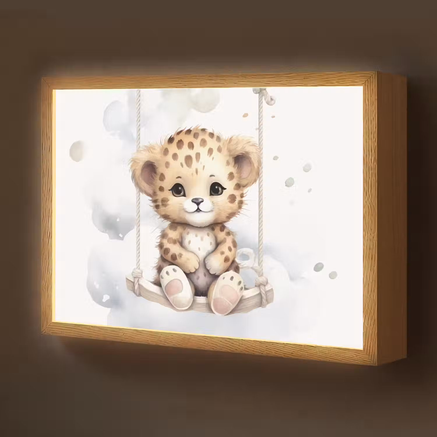 Luipaard - Dier - Kinderen Light Box met batterij (Wandlamp kind) middel -z3d_website