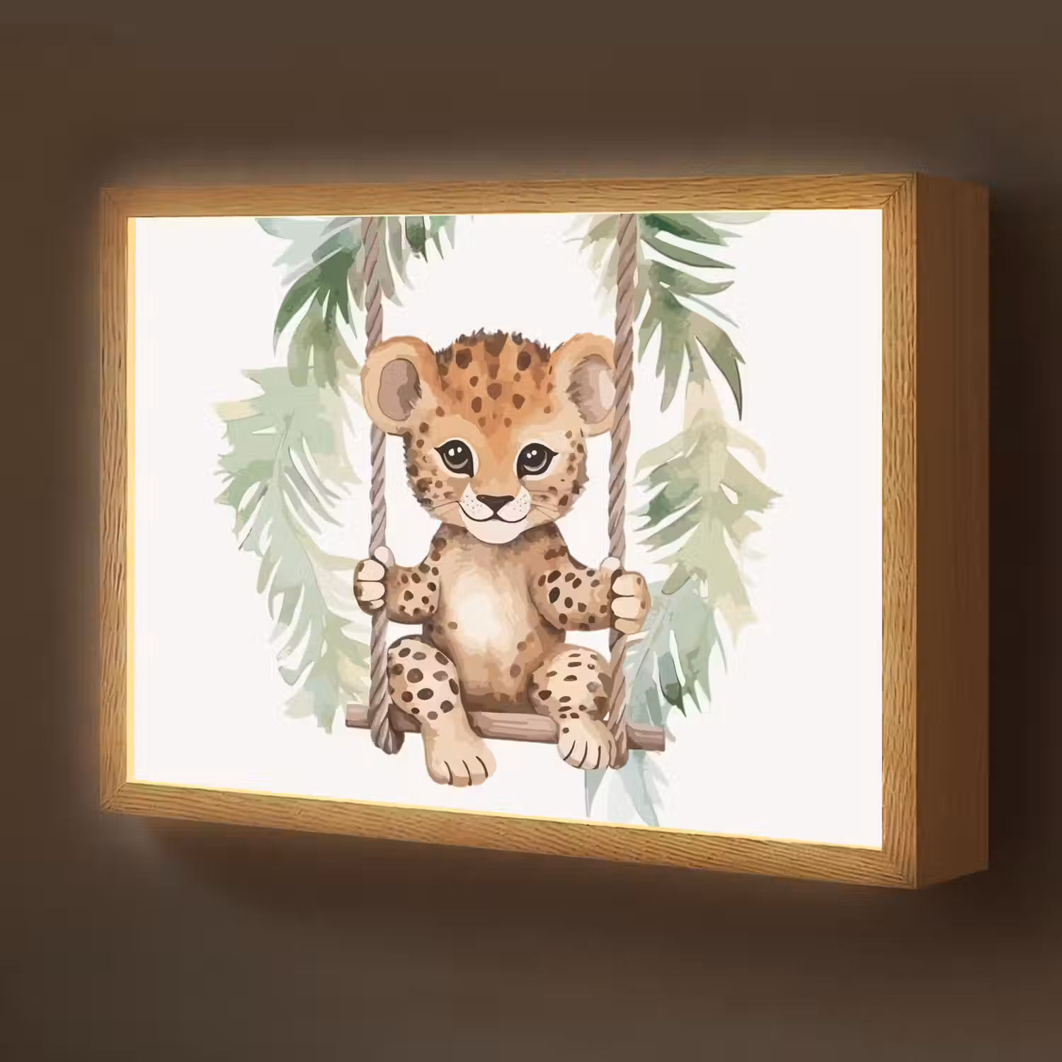 Luipaard - Dier - Kinderen - Jungle Light Box met batterij (Wandlamp kind) middel -z3d_website
