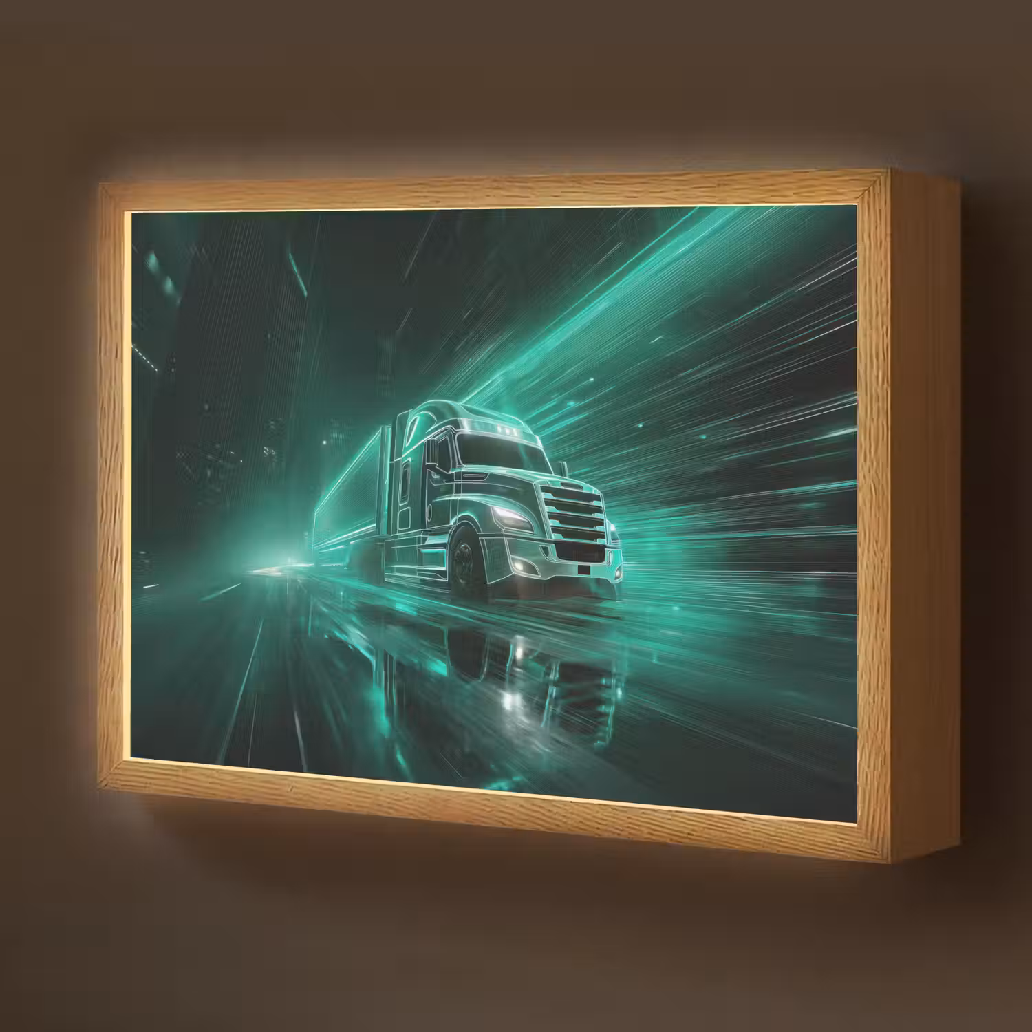 Vrachtwagen - Snelheid - Groen - Neon Light Box met batterij (Wandlamp kind) middel -z3d_website
