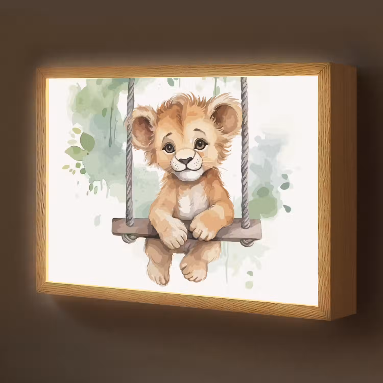 Leeuw - Dier - Kinderen - Jungle Light Box met batterij (Wandlamp kind) middel -z3d_website