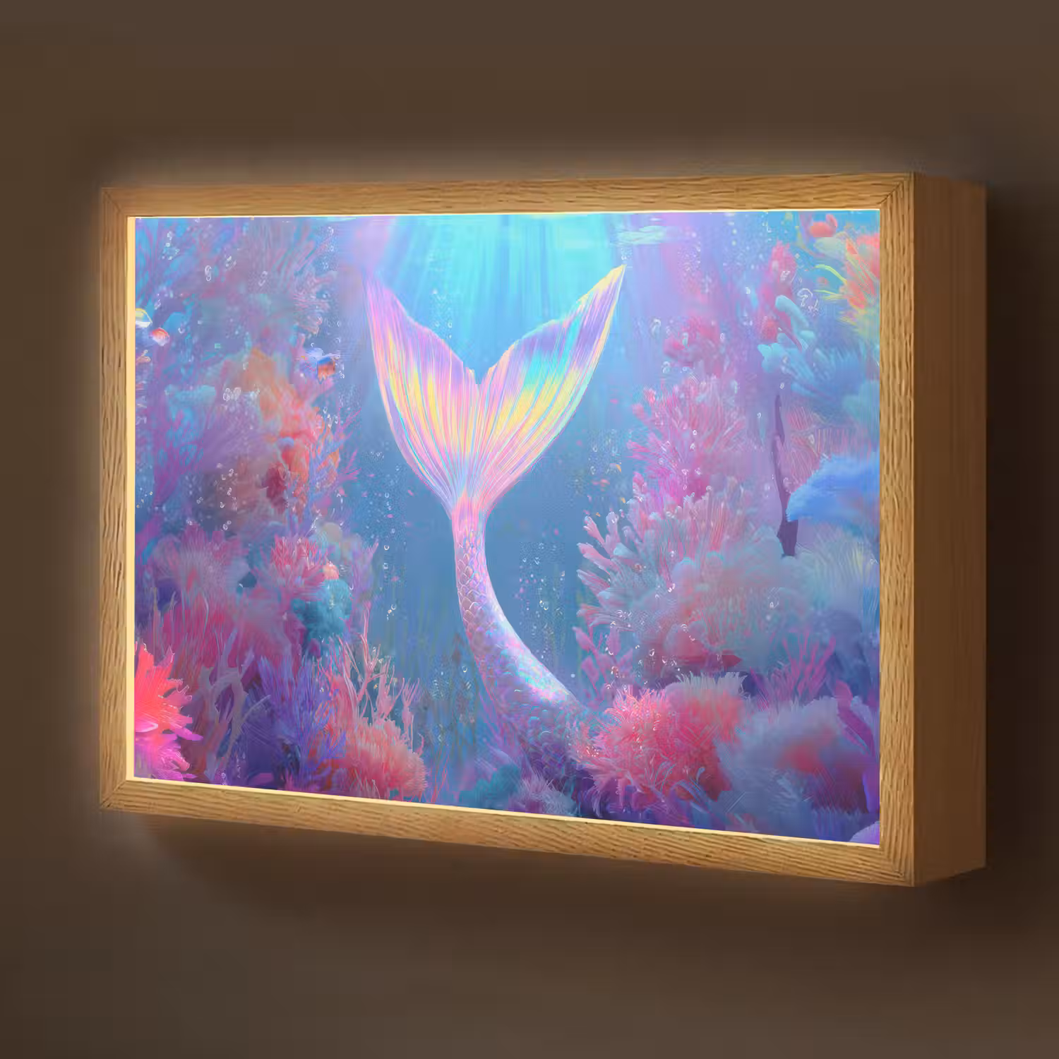 Zeemeerminnenstaart - Koraal - Water Light Box met batterij (Wandlamp kind) middel -z3d_website