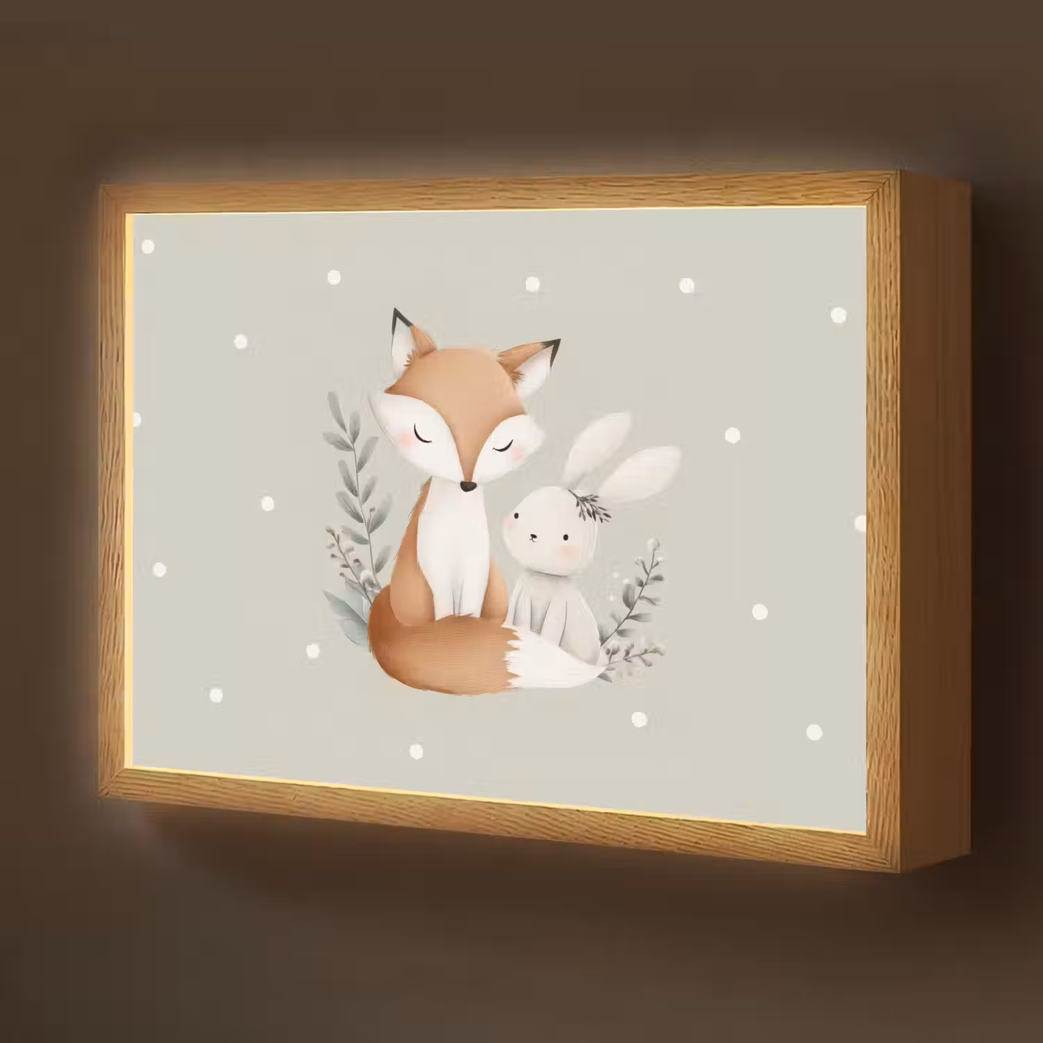 Minimalistisch - Dieren - Bladeren - Stippen Light Box met batterij (Wandlamp kind) middel -z3d_website