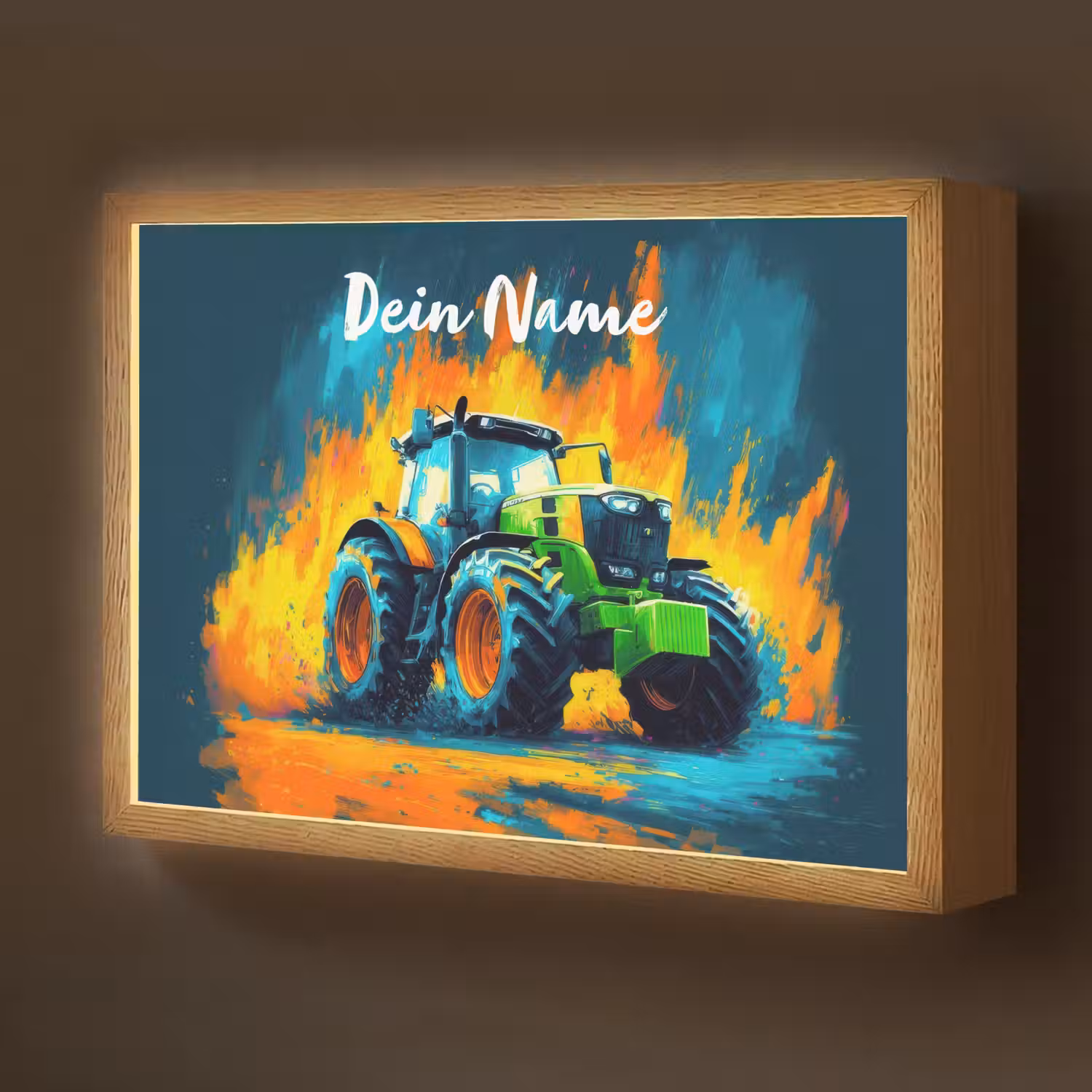 Abstract - Tractor - Groen Light Box met batterij (Wandlamp kind) middel -z3d_website