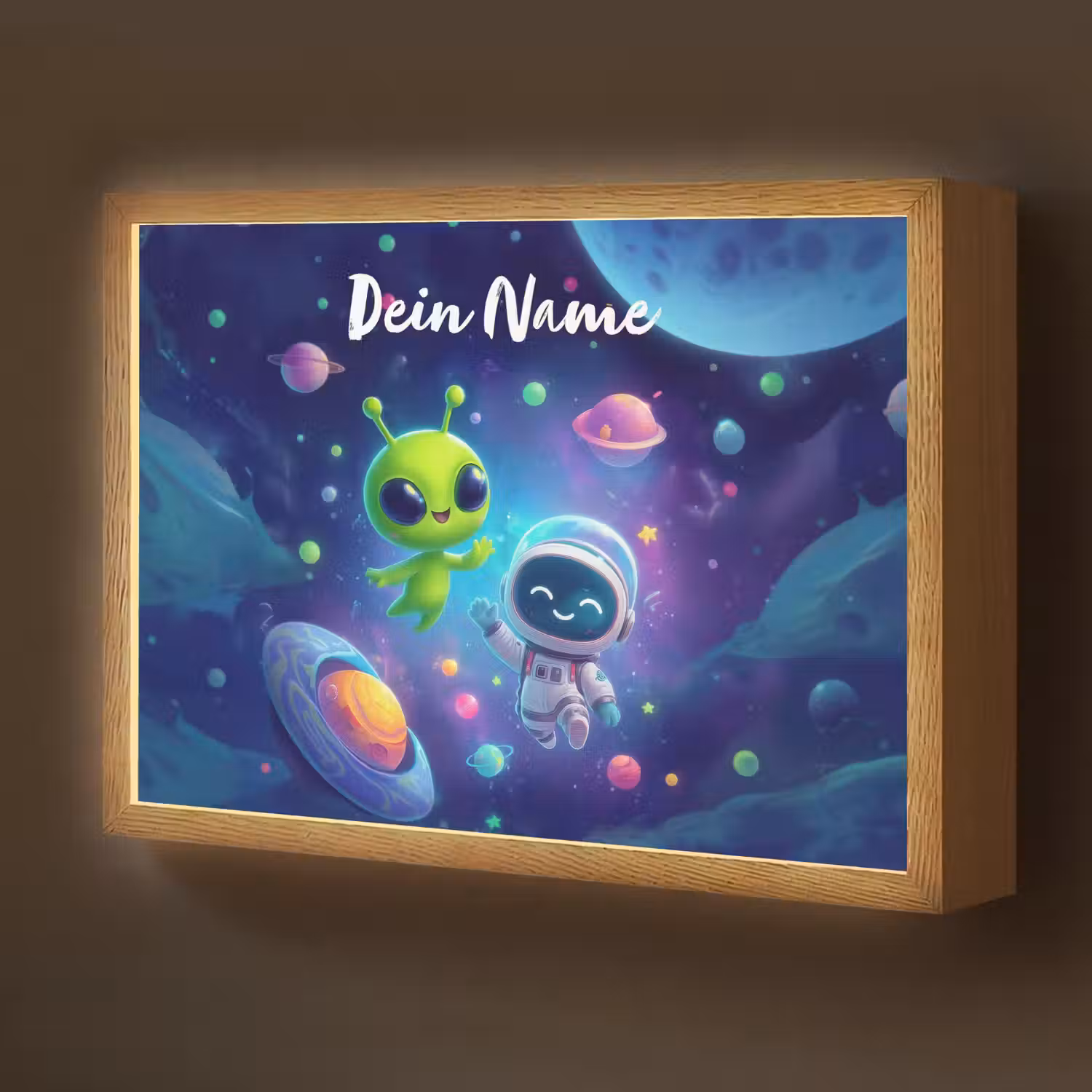 Alien - Astronaut - Ruimte - Planeten Light Box met batterij (Wandlamp kind) middel -z3d_website
