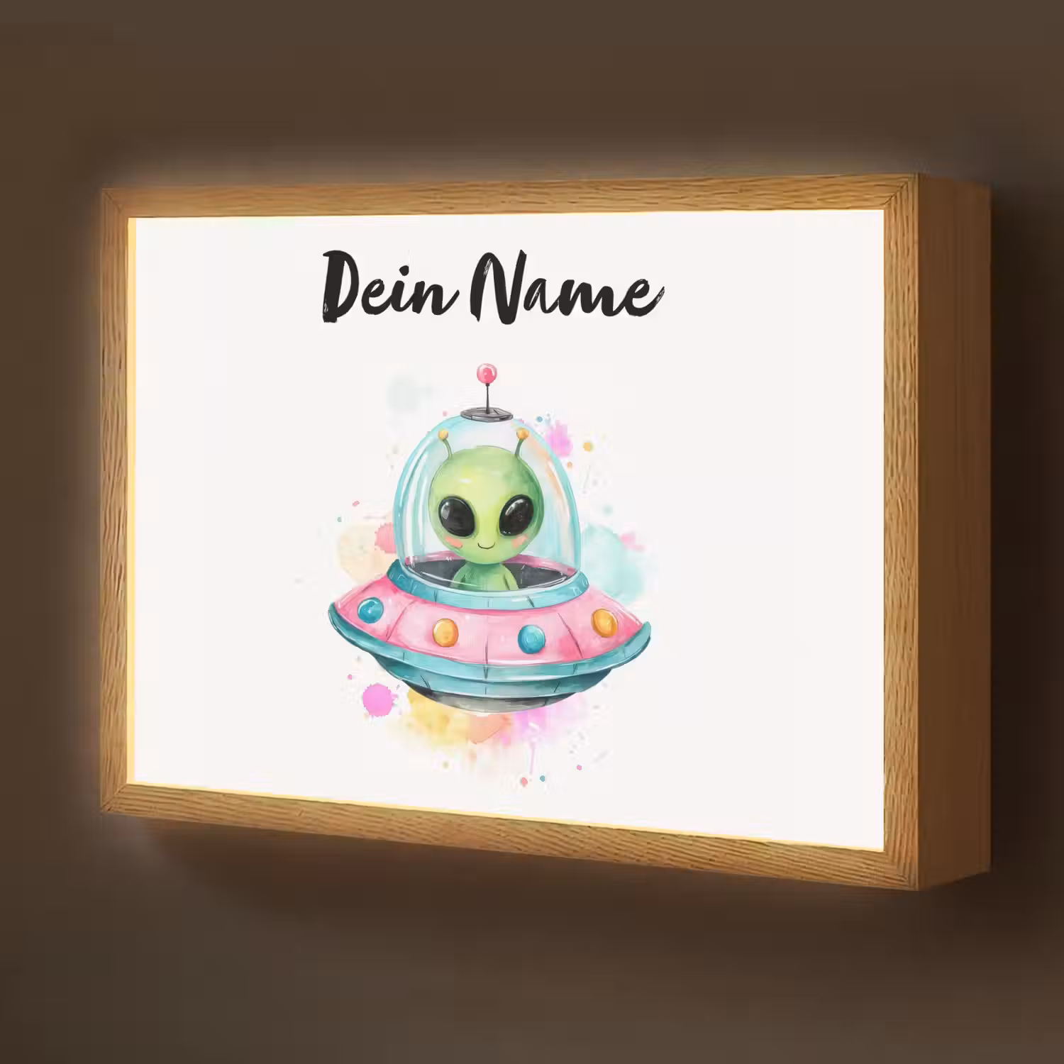 Alien - Ufo - Kleurrijk Light Box met batterij (Wandlamp kind) middel -z3d_website