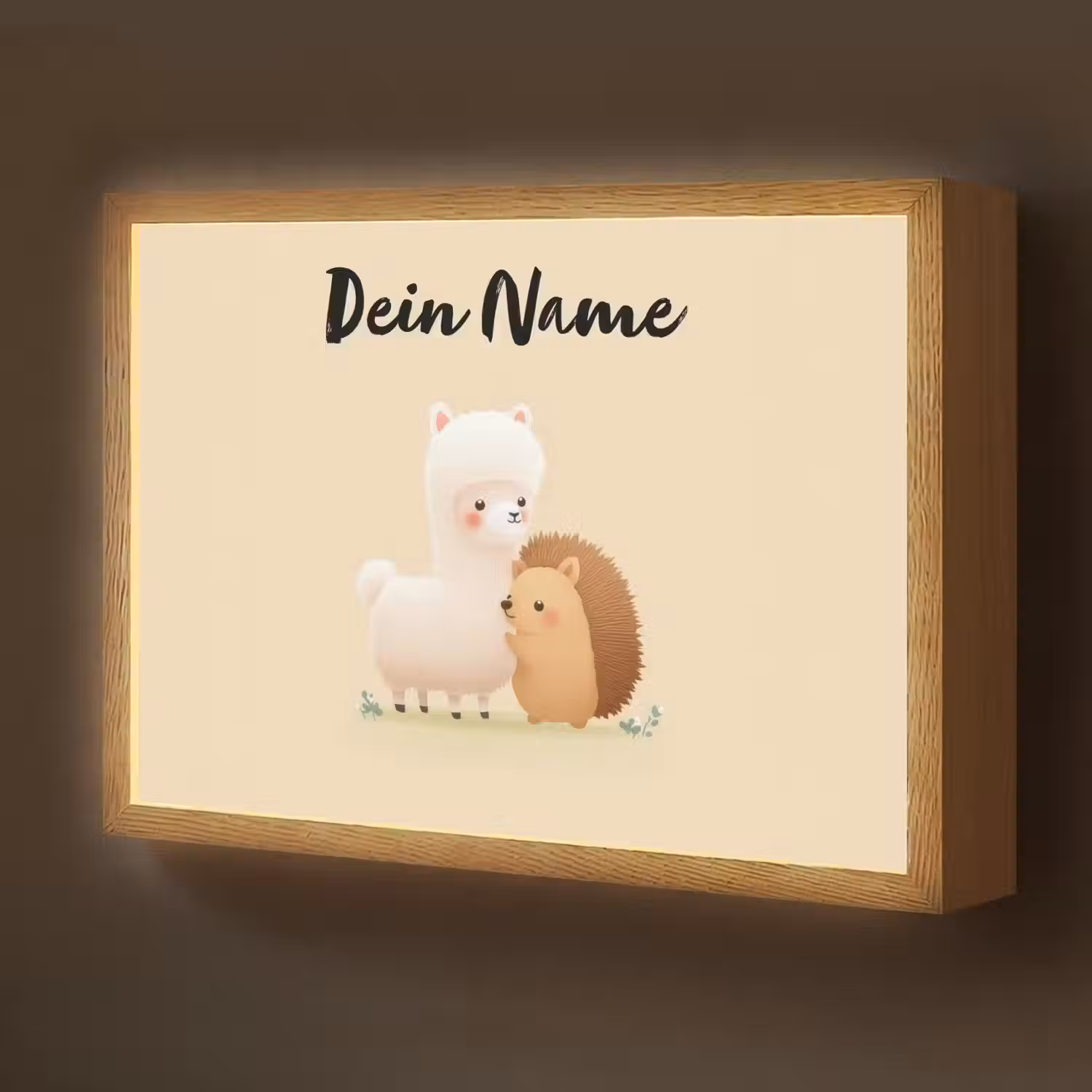 Alpaca - Egel - Bruin - Knuffelen Light Box met batterij (Wandlamp kind) middel -z3d_website