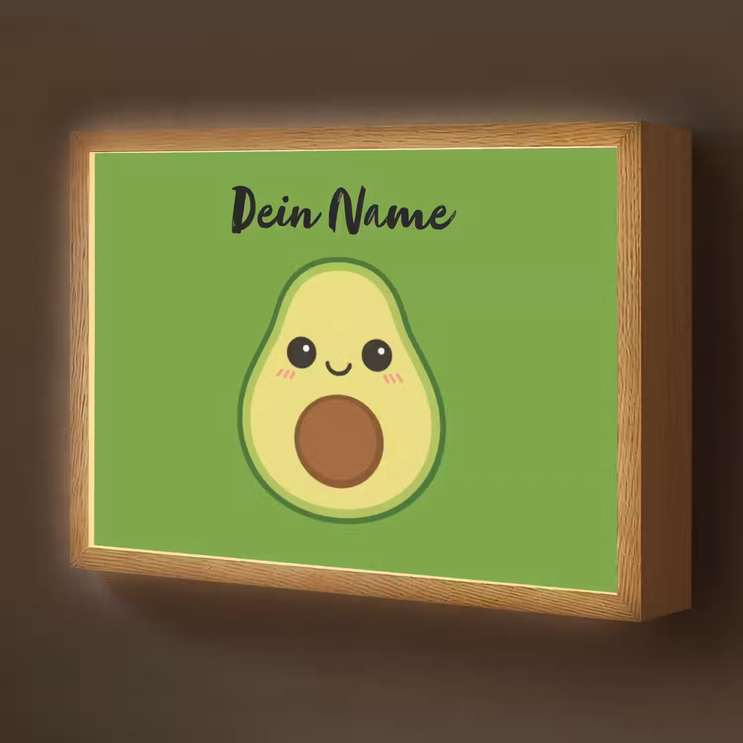 Avocado - Groen - Pit - Gezichtje Light Box met batterij (Wandlamp kind) middel -z3d_website
