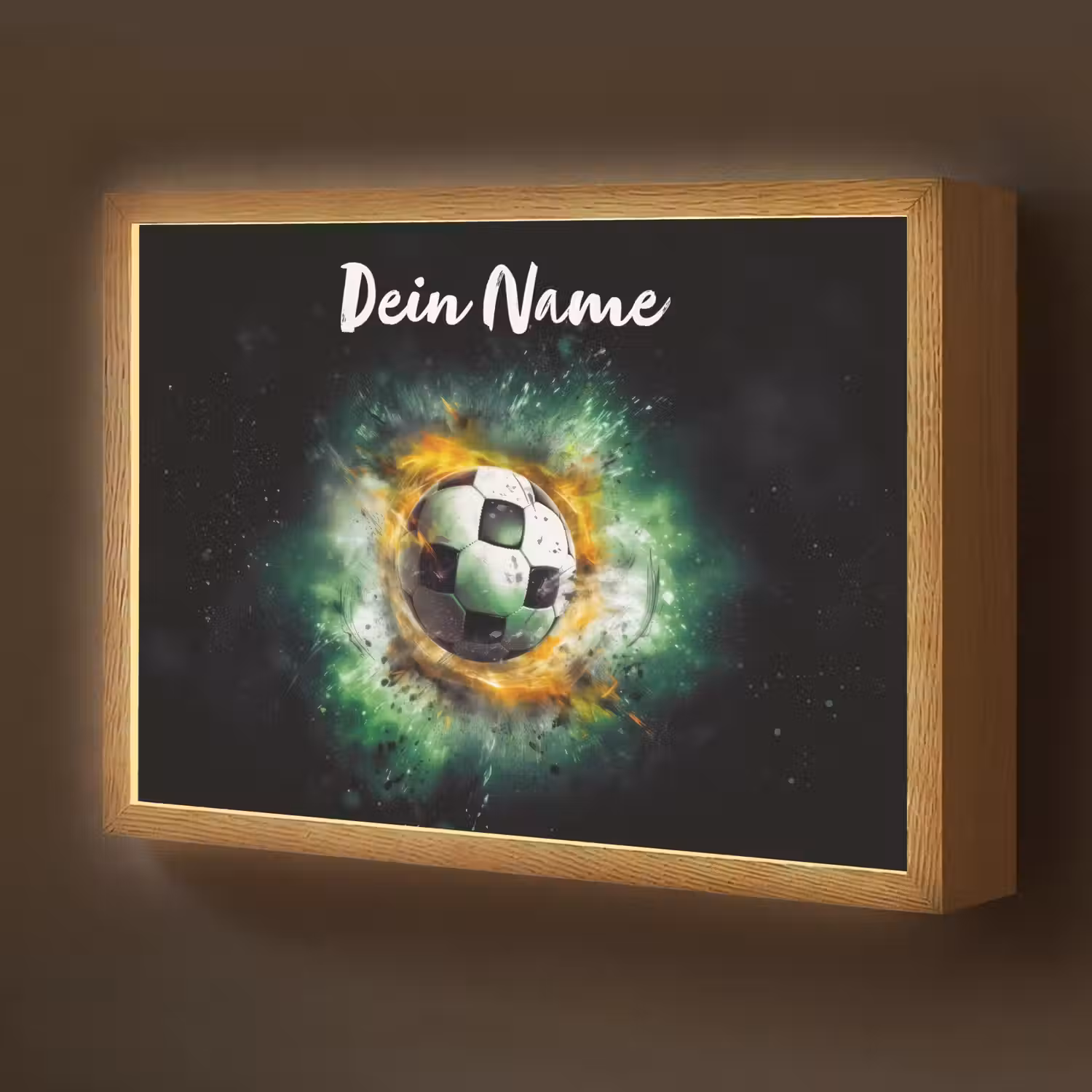 Bal - Voetbal - Groen - Oranje - Rook Light Box met batterij (Wandlamp kind) middel -z3d_website