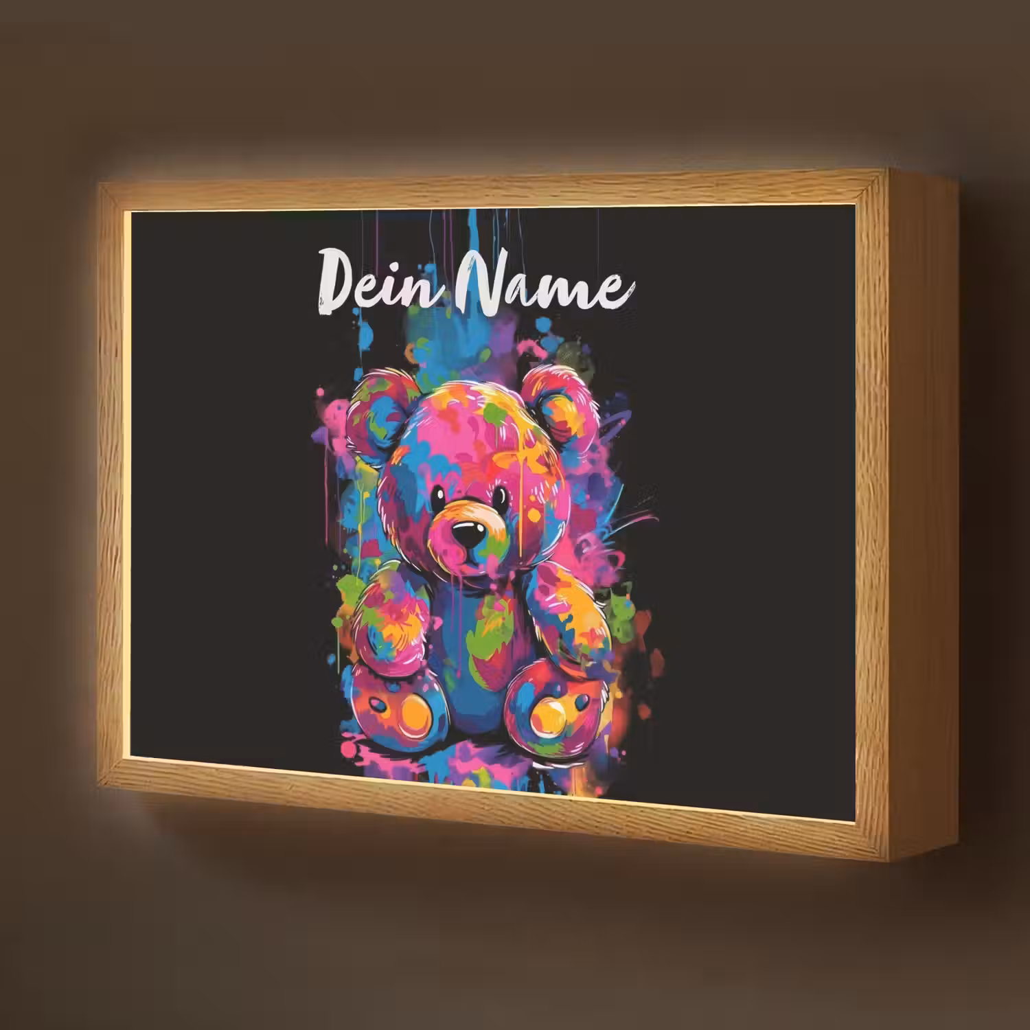 Beer - Verf - Kleurrijk - Knuffeldier Light Box met batterij (Wandlamp kind) middel -z3d_website