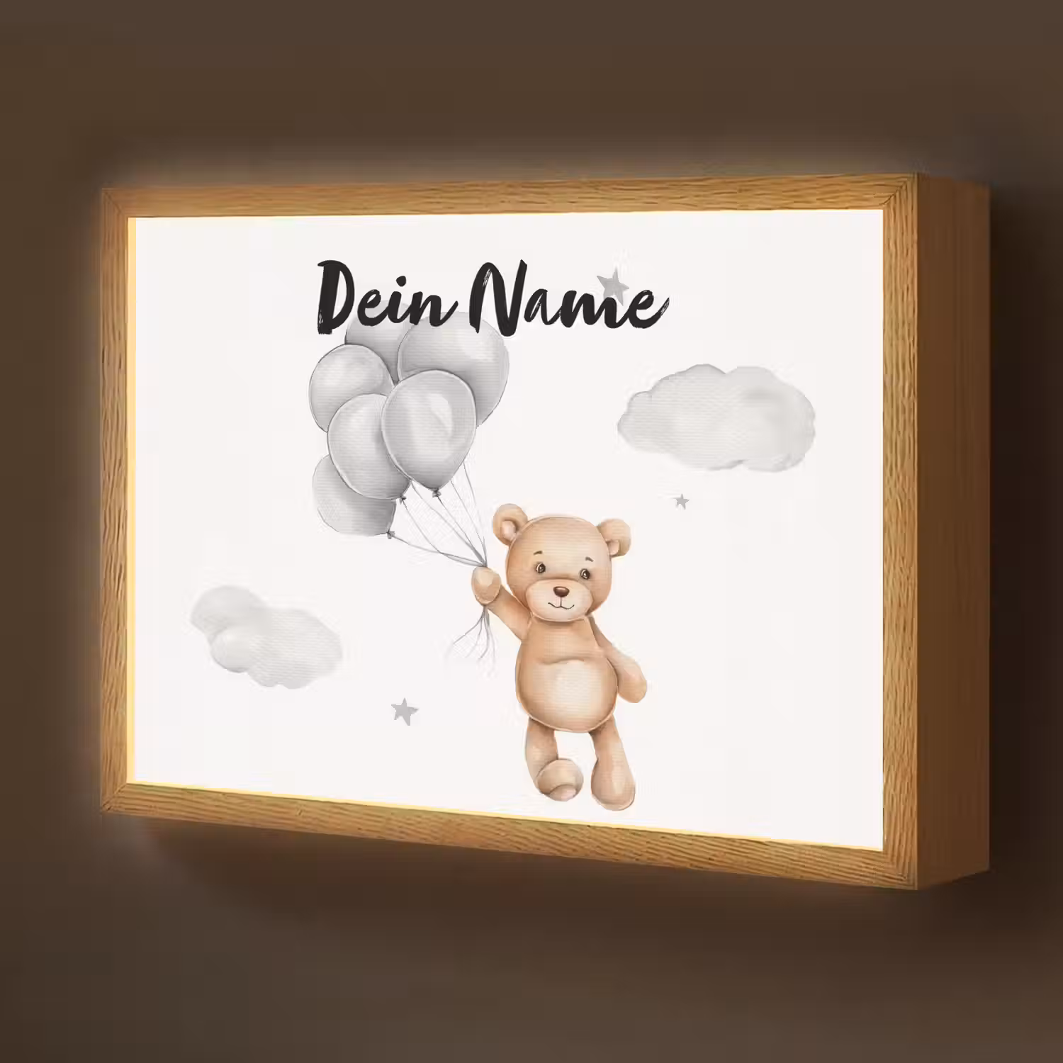 Beer - Ballonen - Sterren - Kinderen Light Box met batterij (Wandlamp kind) middel -z3d_website