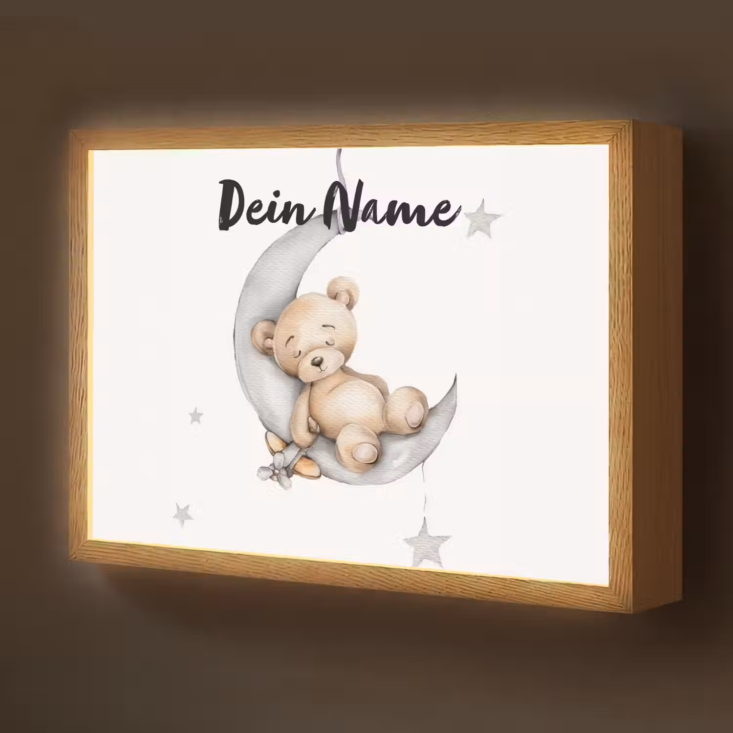Beer - Maan - Sterren - Kinderen Light Box met batterij (Wandlamp kind) middel -z3d_website