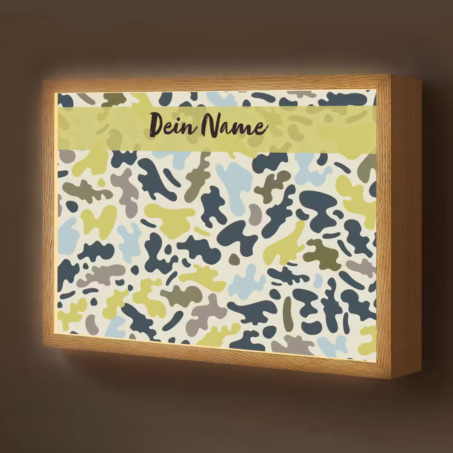 Camouflage - Groen - Blauw - Jongens - Kinderen Light Box met batterij (Wandlamp kind) middel -z3d_website