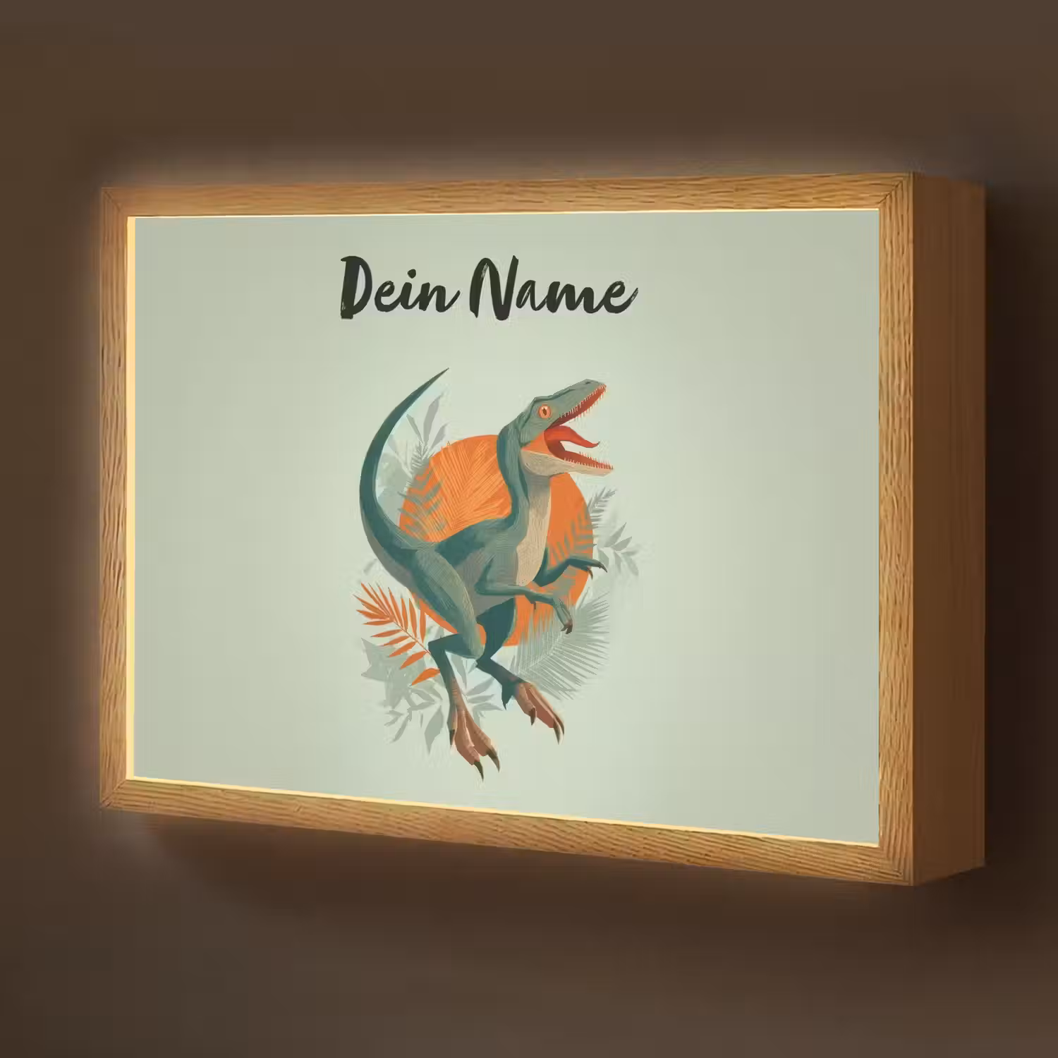 Dino - Bladeren - Grafisch - Groen Light Box met batterij (Wandlamp kind) middel -z3d_website