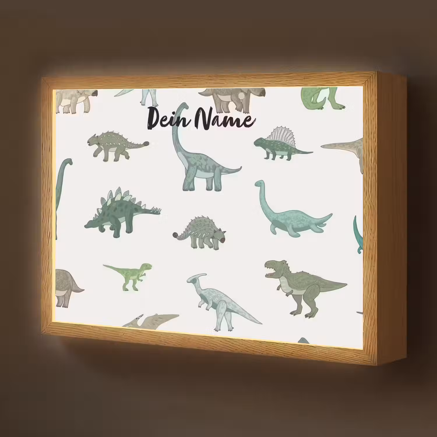 Dino - Groen - Jongens - Dinosaurus - Blauw Light Box met batterij (Wandlamp kind) middel -z3d_website