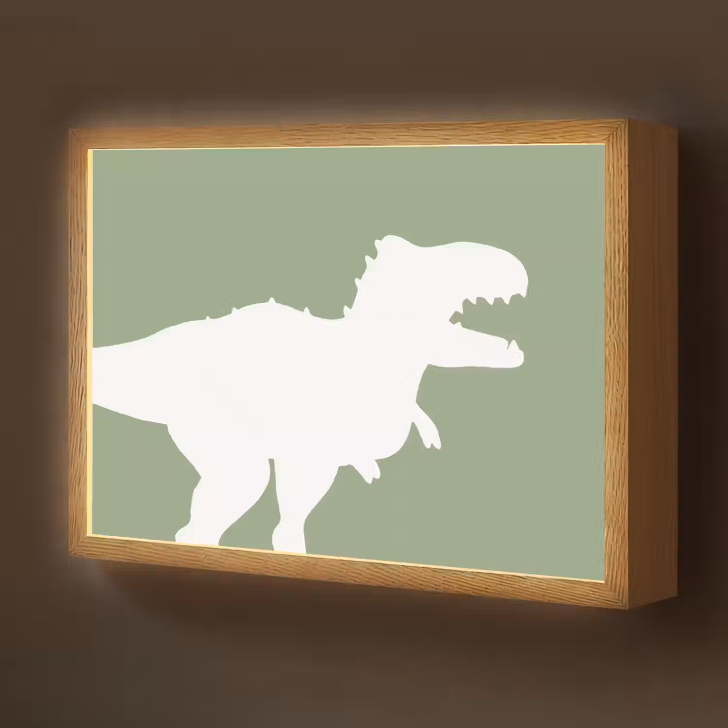 Dino - T-rex - Dinosaurus - Groen - Tyrannosaurus rex Light Box met batterij (Wandlamp kind) middel -z3d_website