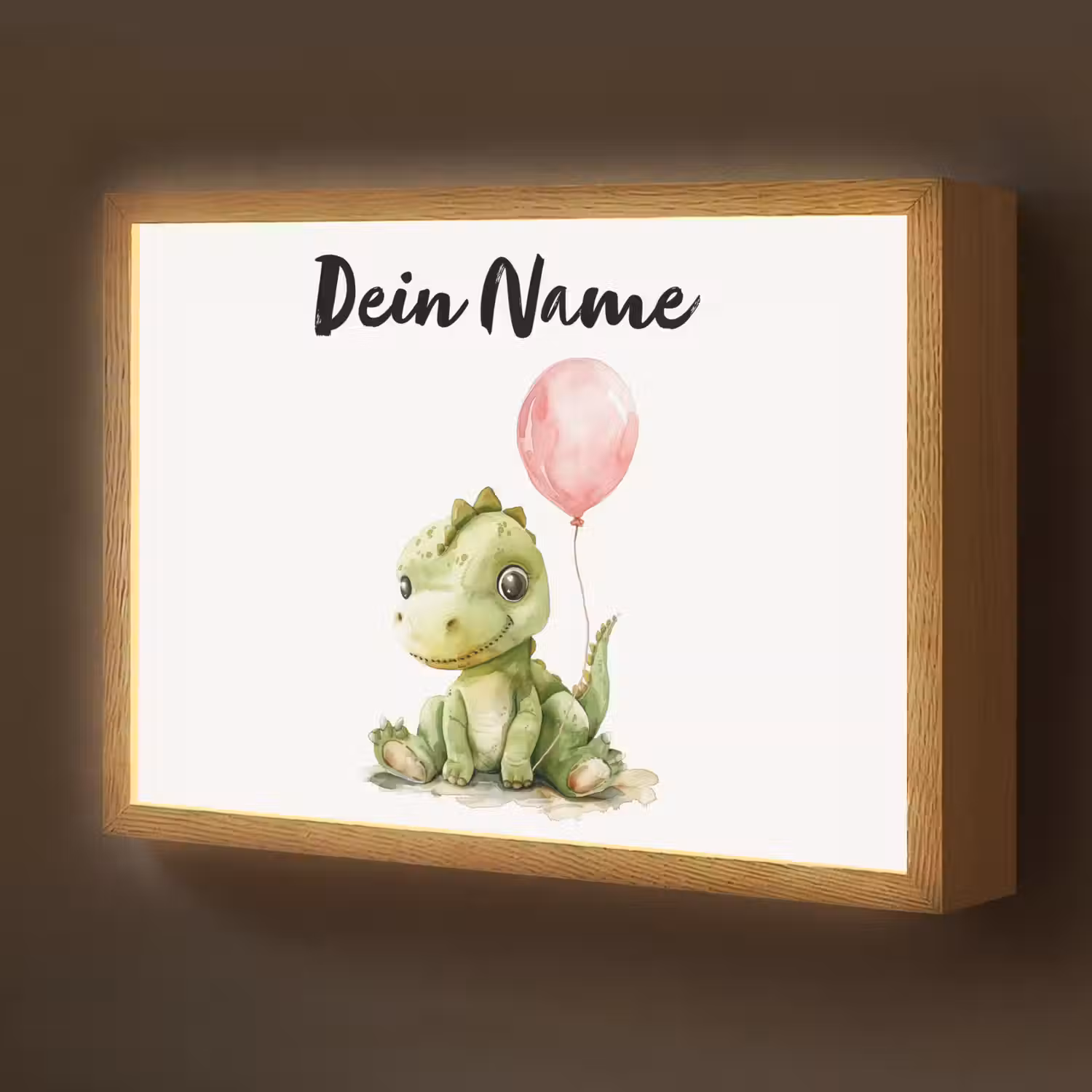 Draak - Baby dier - Roze ballon Light Box met batterij (Wandlamp kind) middel -z3d_website