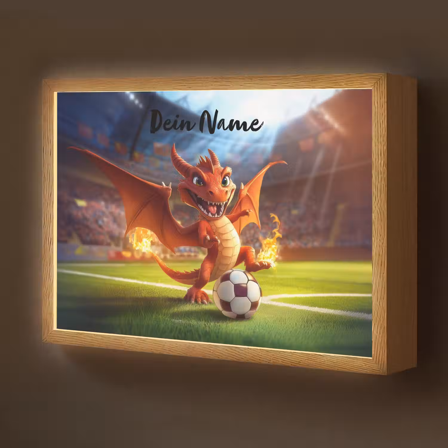 Draak - Voetbal - Vuur - Stadion Light Box met batterij (Wandlamp kind) middel -z3d_website