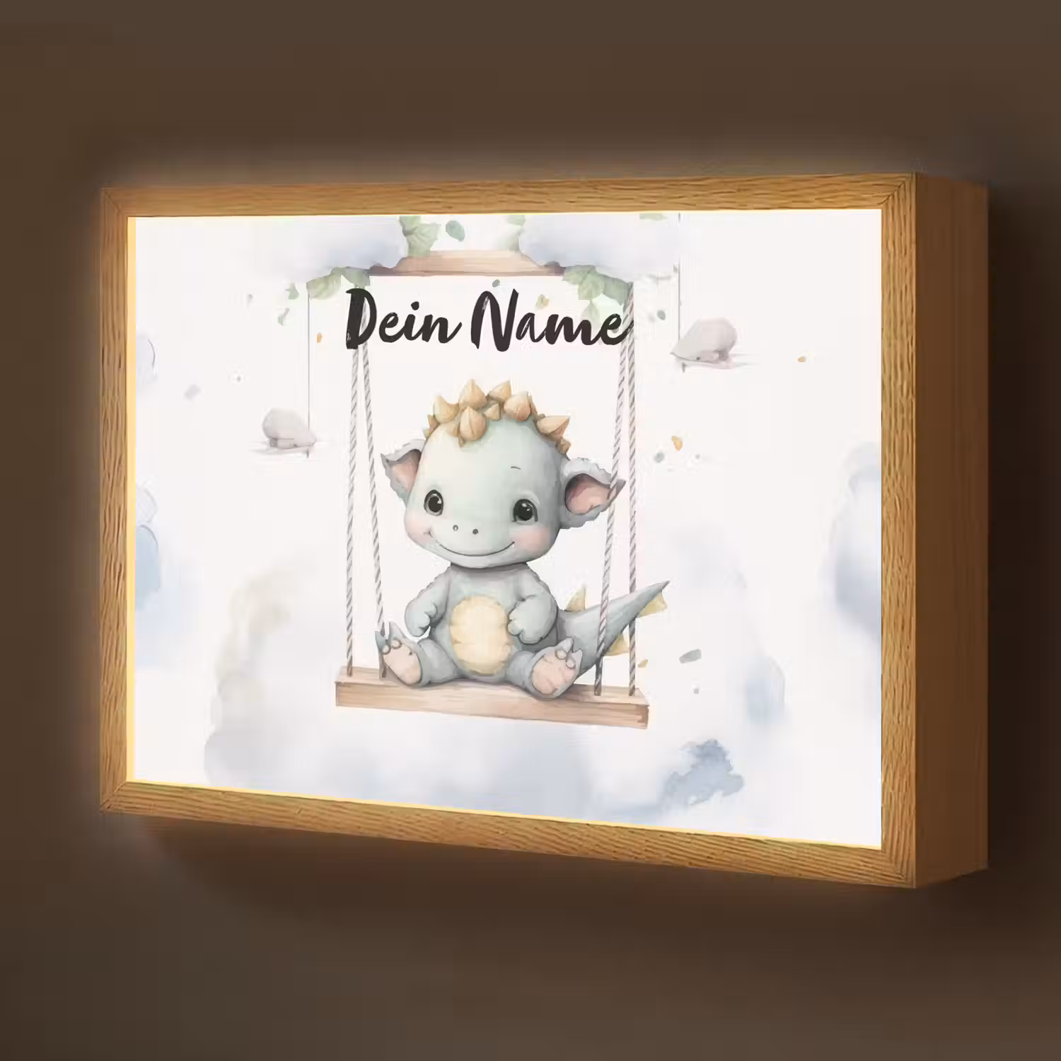Draak - Baby dier - Kinderen Light Box met batterij (Wandlamp kind) middel -z3d_website