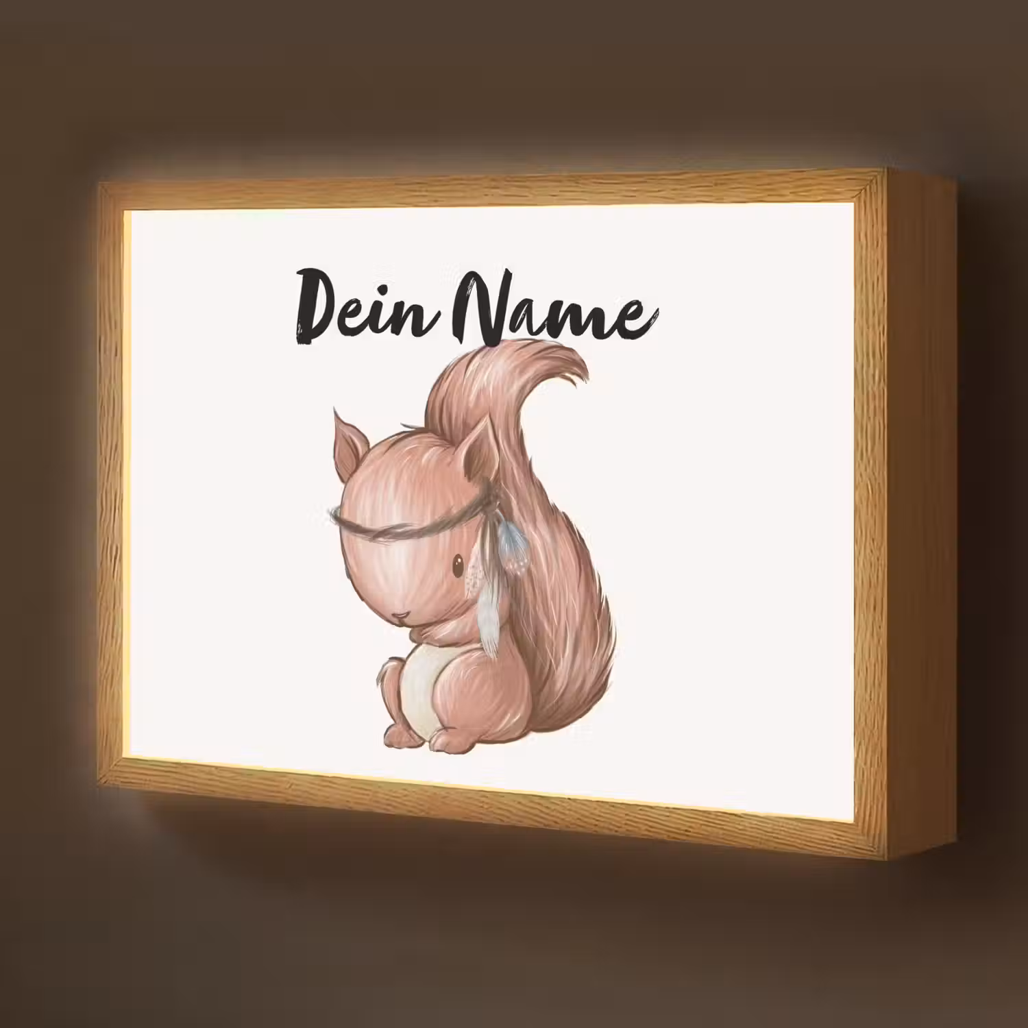 Eekhoorn - Dier - Bosdieren - Bruin Light Box met batterij (Wandlamp kind) middel -z3d_website