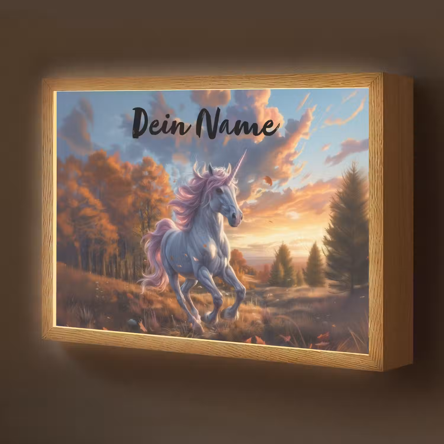 Eenhoorn - Sprookjes dier - Natuur - Meisjes Light Box met batterij (Wandlamp kind) middel -z3d_website