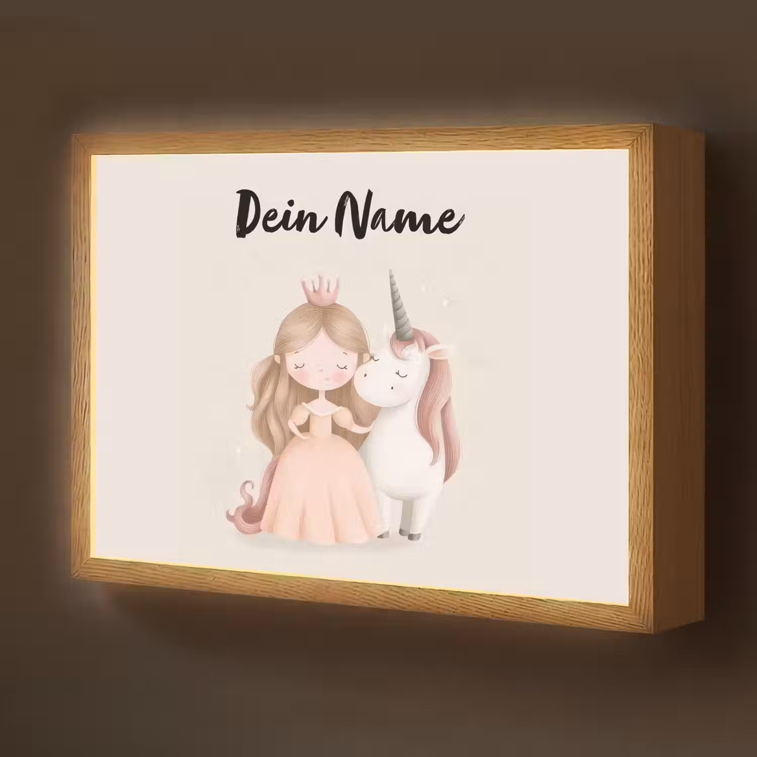Eenhoorn - Prinses - Kroon - Jurk Light Box met batterij (Wandlamp kind) middel -z3d_website