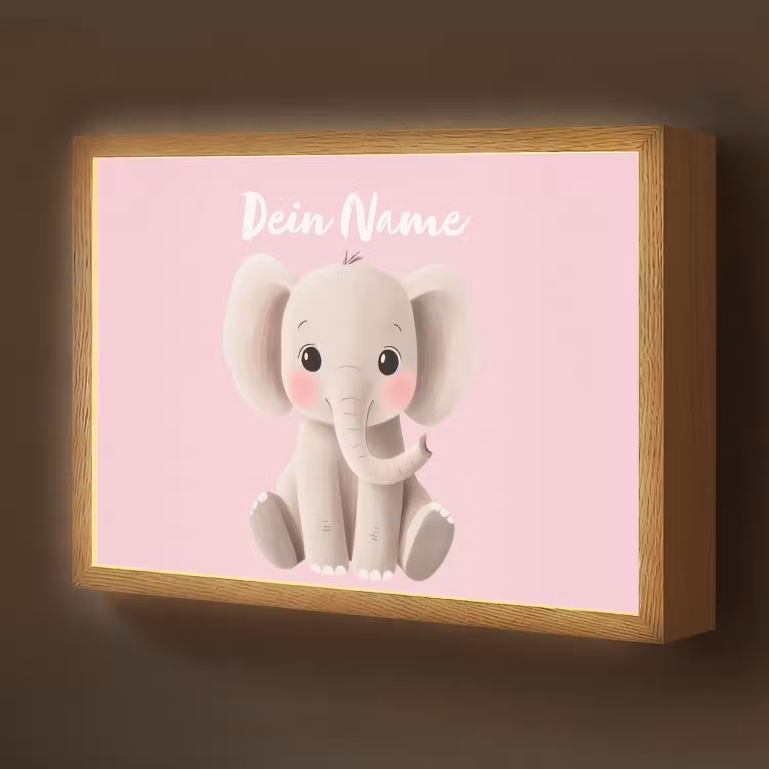 Olifant - Baby - Roze - Cartoon Light Box met batterij (Wandlamp kind) middel -z3d_website