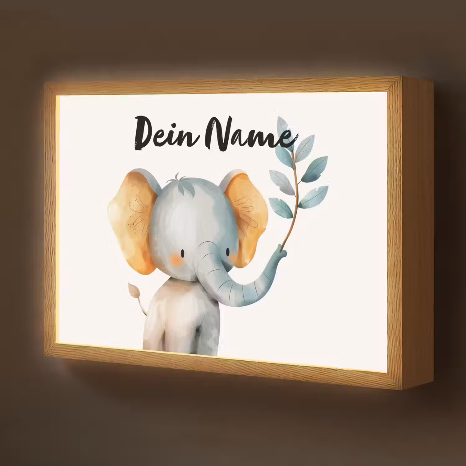 Olifant - Dier - Pastel kleuren Light Box met batterij (Wandlamp kind) middel -z3d_website