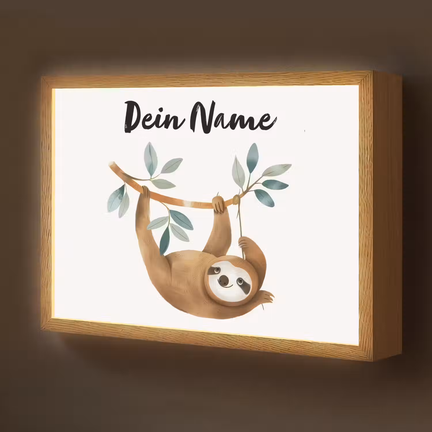 Luiaard - Dier - Jungle dieren Light Box met batterij (Wandlamp kind) middel -z3d_website
