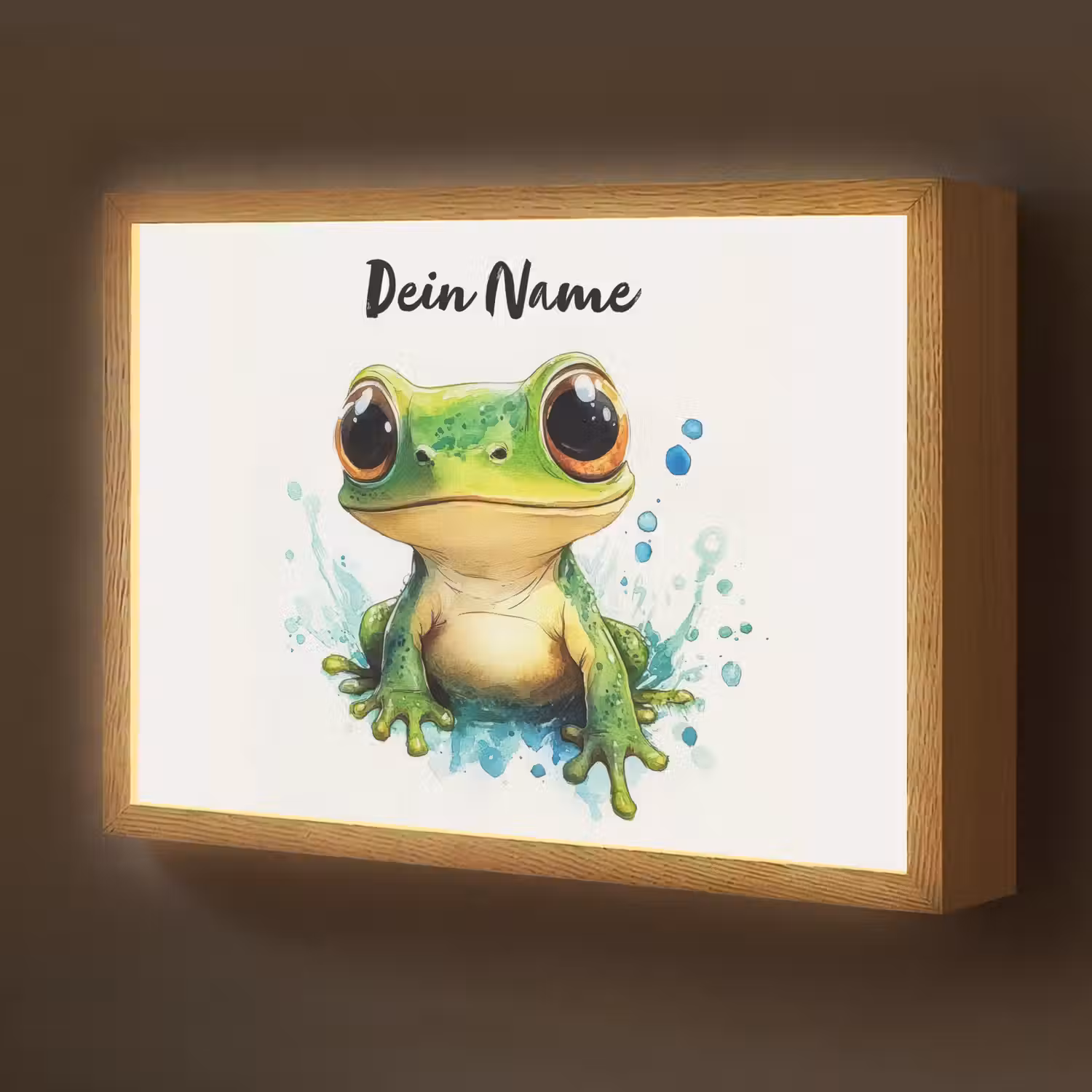 Kikker - Groen - Water - Dieren Light Box met batterij (Wandlamp kind) middel -z3d_website