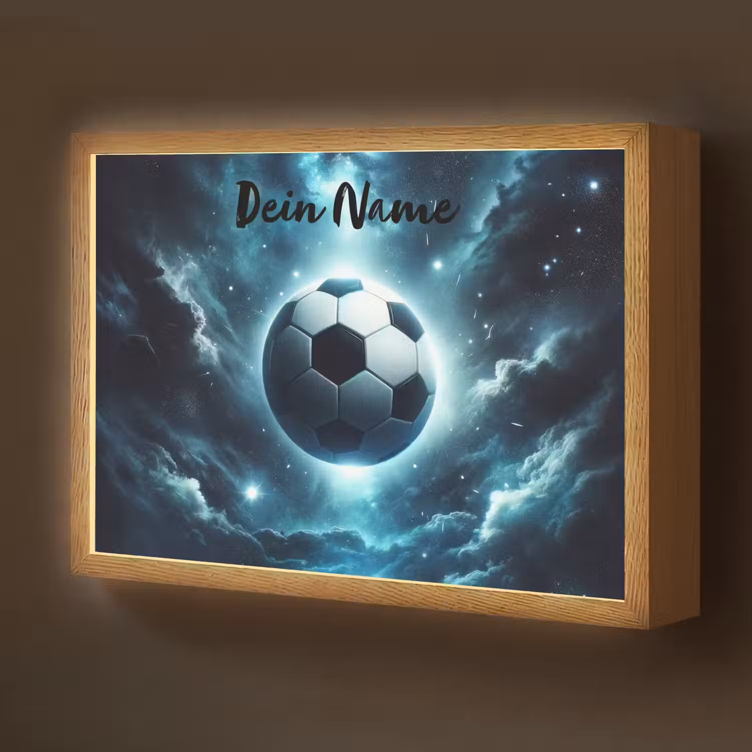 Voetbal - Galaxy - Ruimte - Sport - Blauw Light Box met batterij (Wandlamp kind) middel -z3d_website