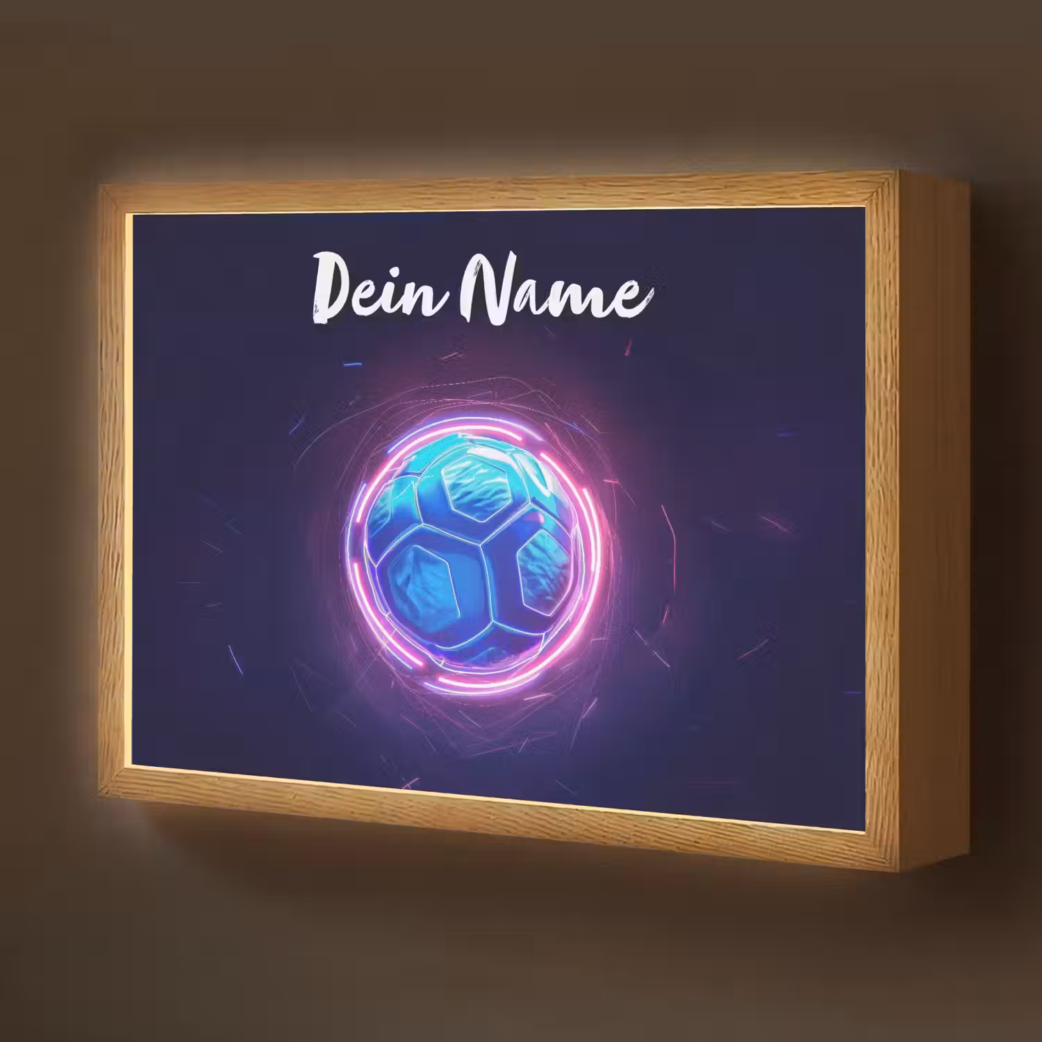 Voetbal - Sport - Blauw - Paars Light Box met batterij (Wandlamp kind) middel -z3d_website