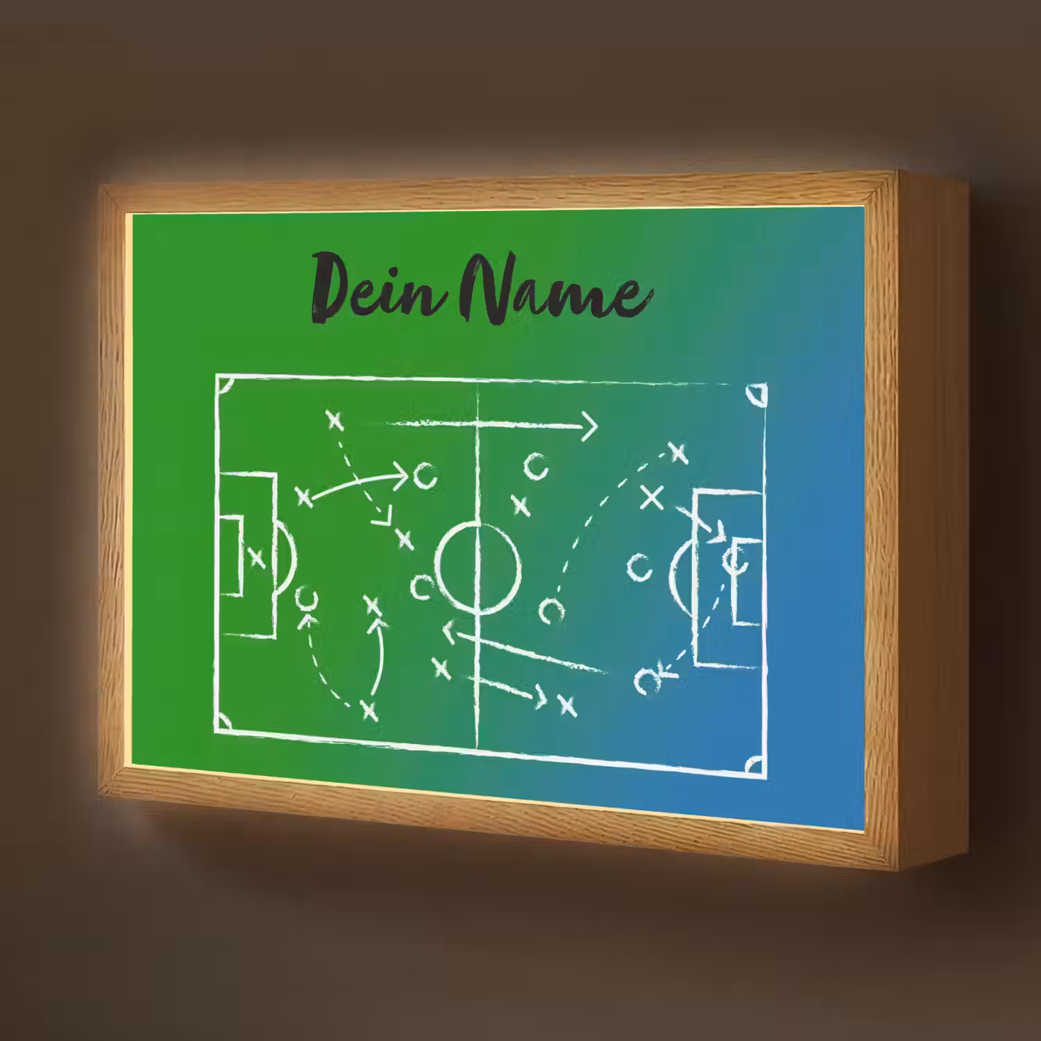 Voetbal - Tactiek - Spel - Groen - Blauw Light Box met batterij (Wandlamp kind) middel -z3d_website