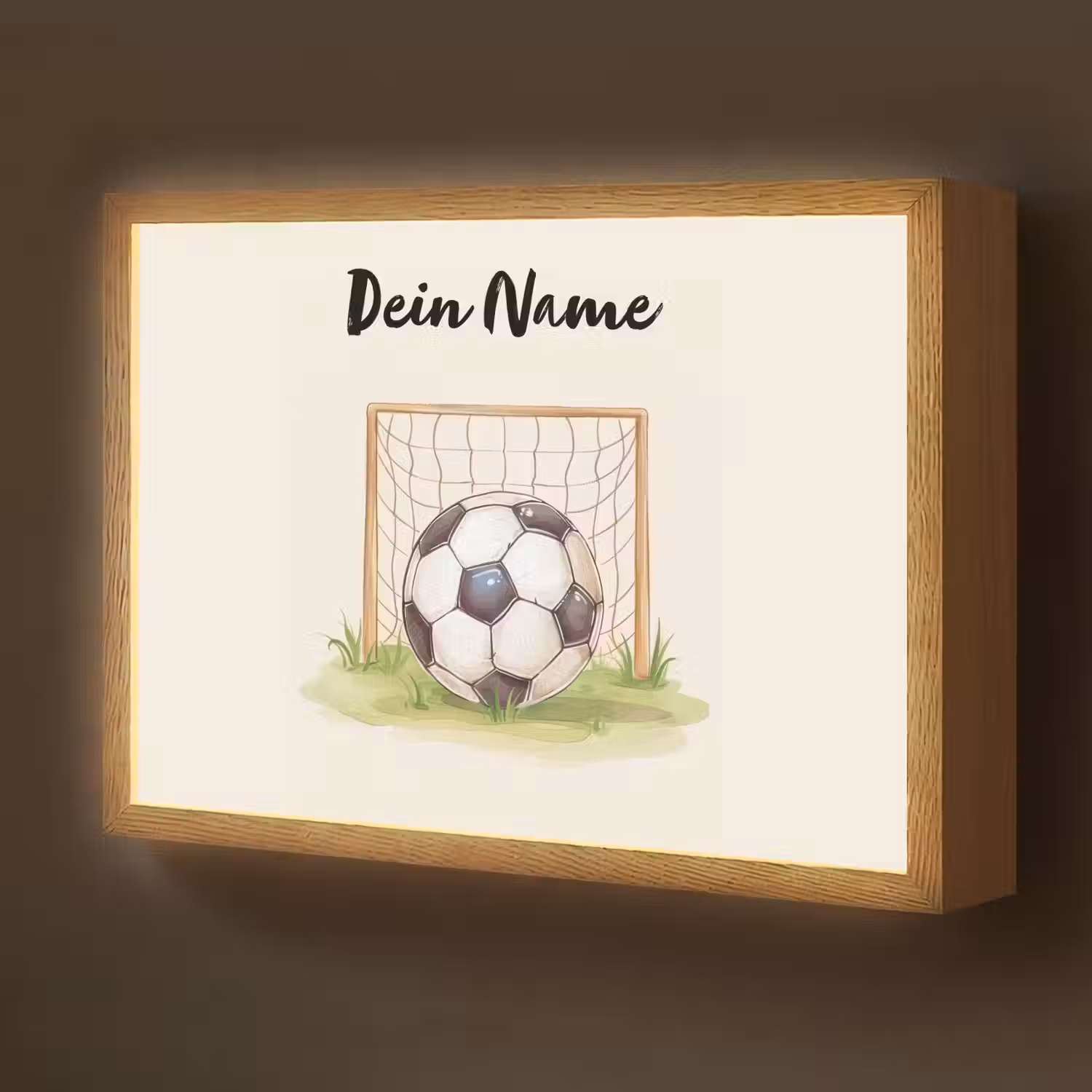 Voetbal - Goal - Gras - Beige Light Box met batterij (Wandlamp kind) middel -z3d_website