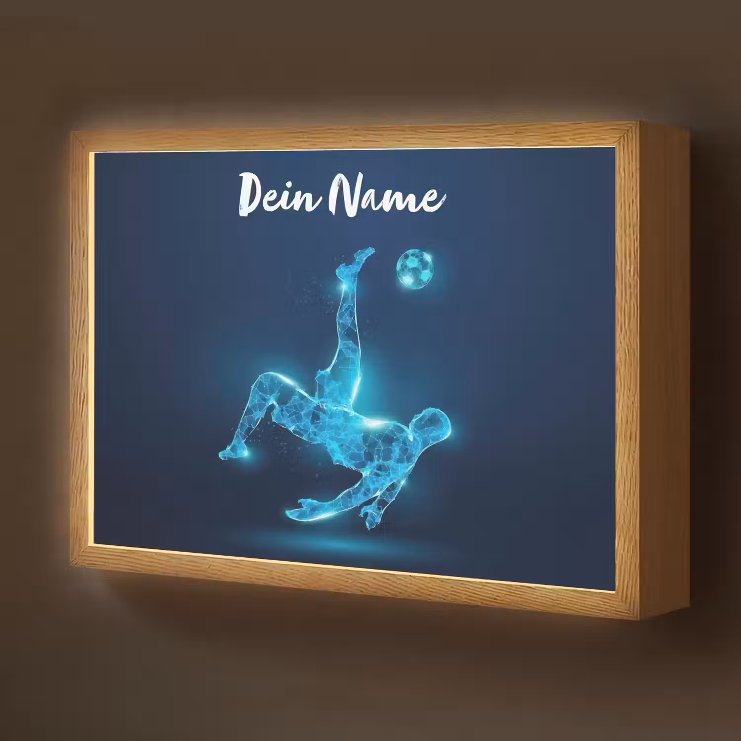 Voetballer - Blauw - Neon Light Box met batterij (Wandlamp kind) middel -z3d_website